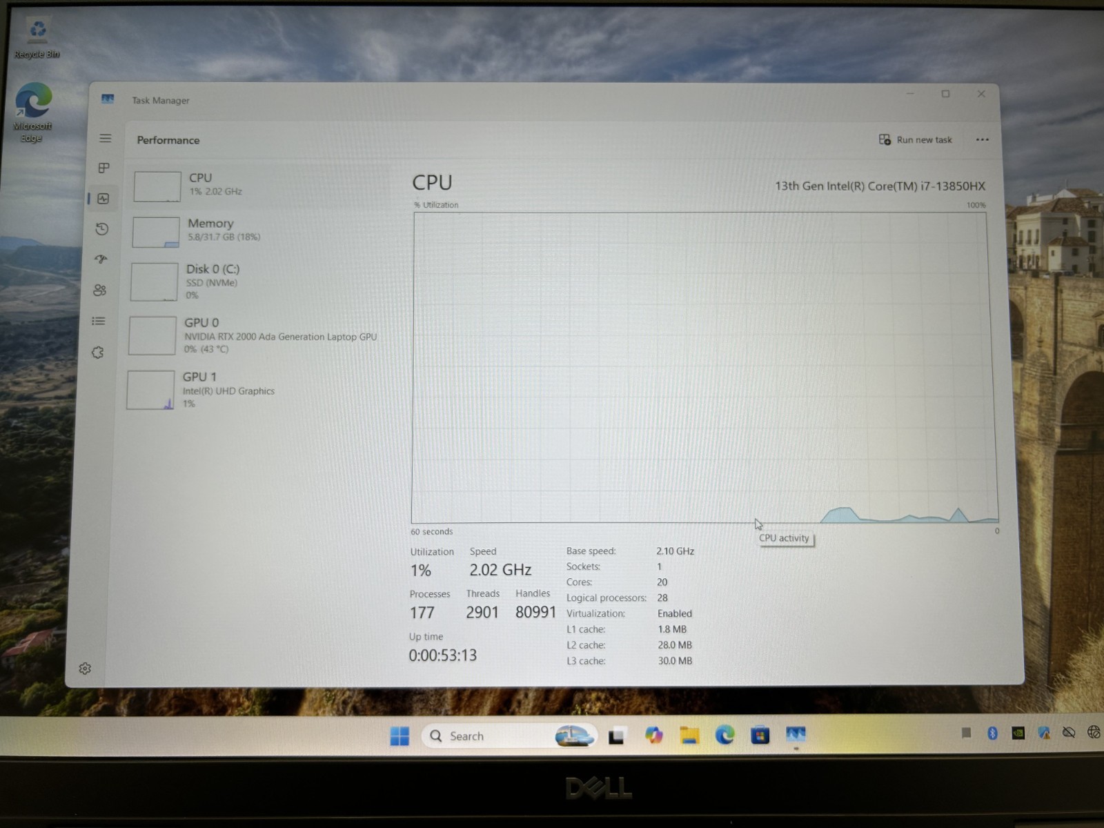 Laptop Dell Precision 7680 16″ Core i7-13850HX 32GB RAM 1TB SSD RTX 2000 Win 11