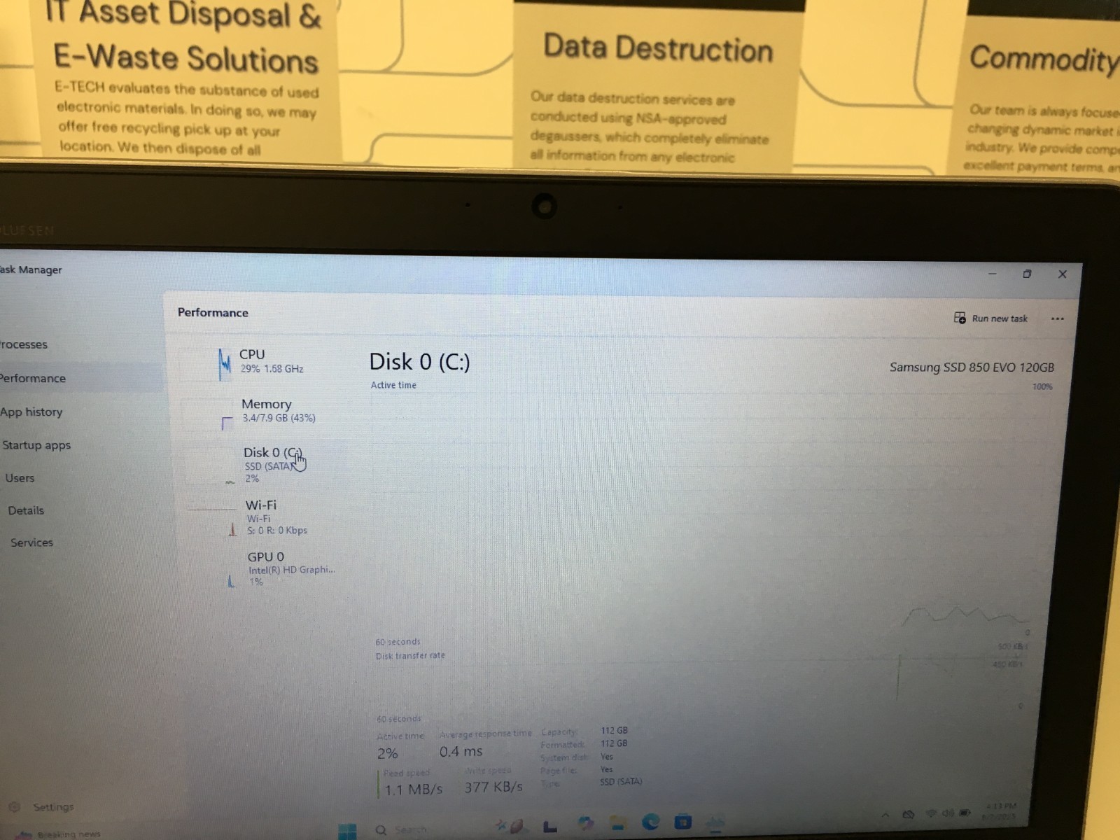 HP Elitebook 850 G3 15.6″ Core i5 6th gen 2.30Ghz 8GB RAM 128 GB SSD WIN 11 PRO