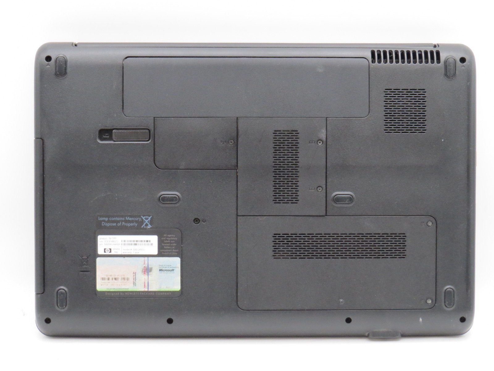 Hp G60 | Pentium T4200 @ 2GHz | 3GB DDR2 | 16″ display | No HD/OS/AC | Parts