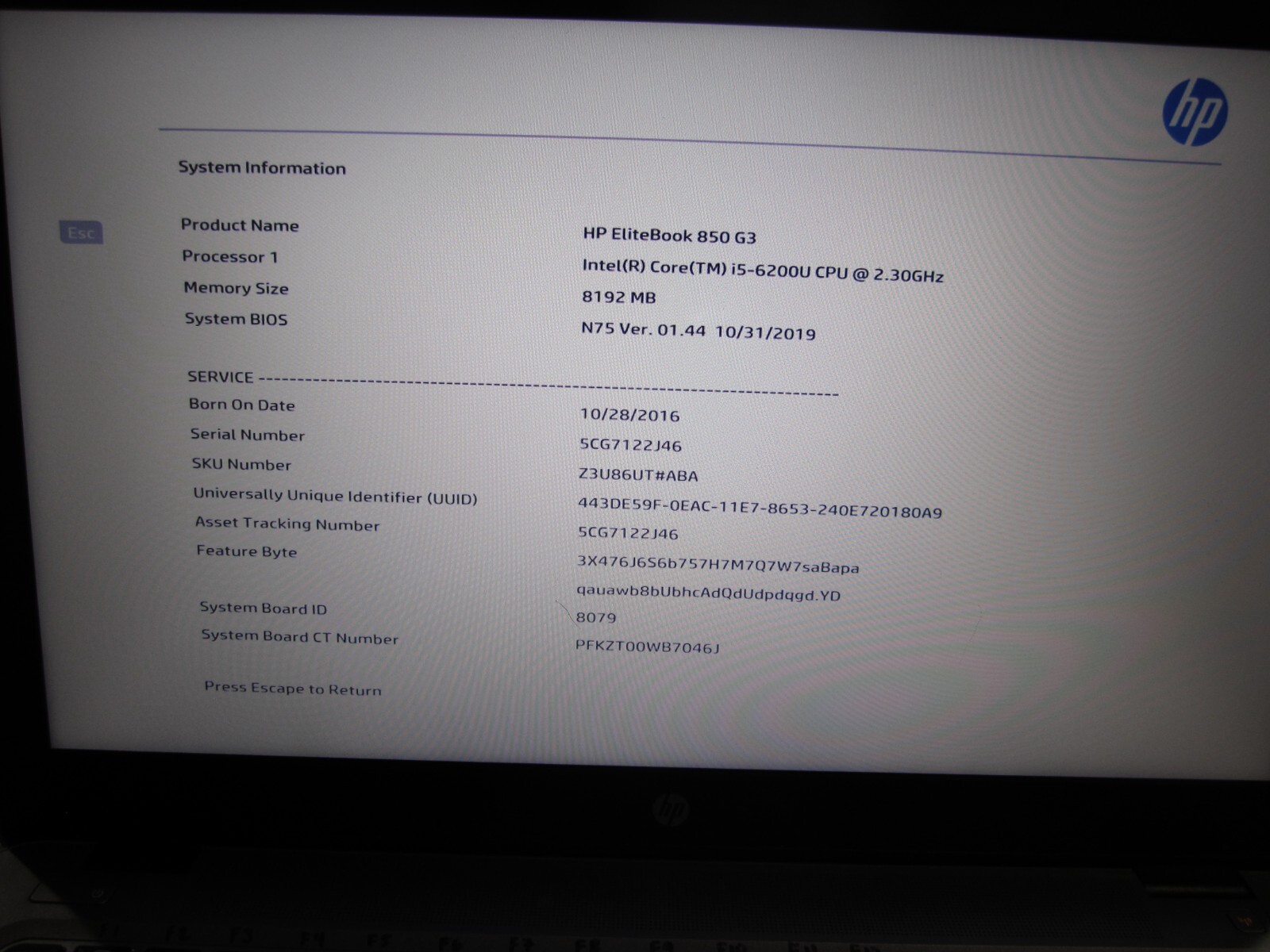 HP EliteBook 850 G3 Laptop Core i5 2.3 GHz 8GB RAM 512 GB SSD Win 10 Pro
