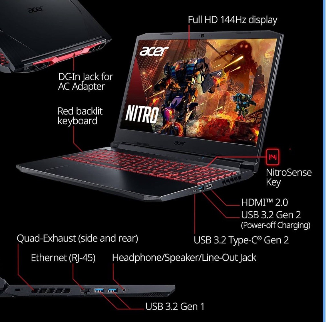 Acer Nitro 5 AN515-57-79TD Gaming Laptop + FREE Mouse and Backlit Keyboard
