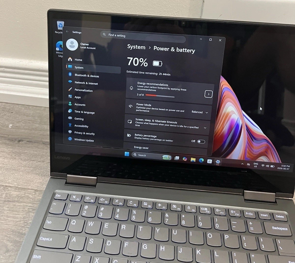 Lenovo Yoga 13.3” Touchscreen Laptop i7 8th Gen CPU 8GB 120GB SSD Win 11H + AC