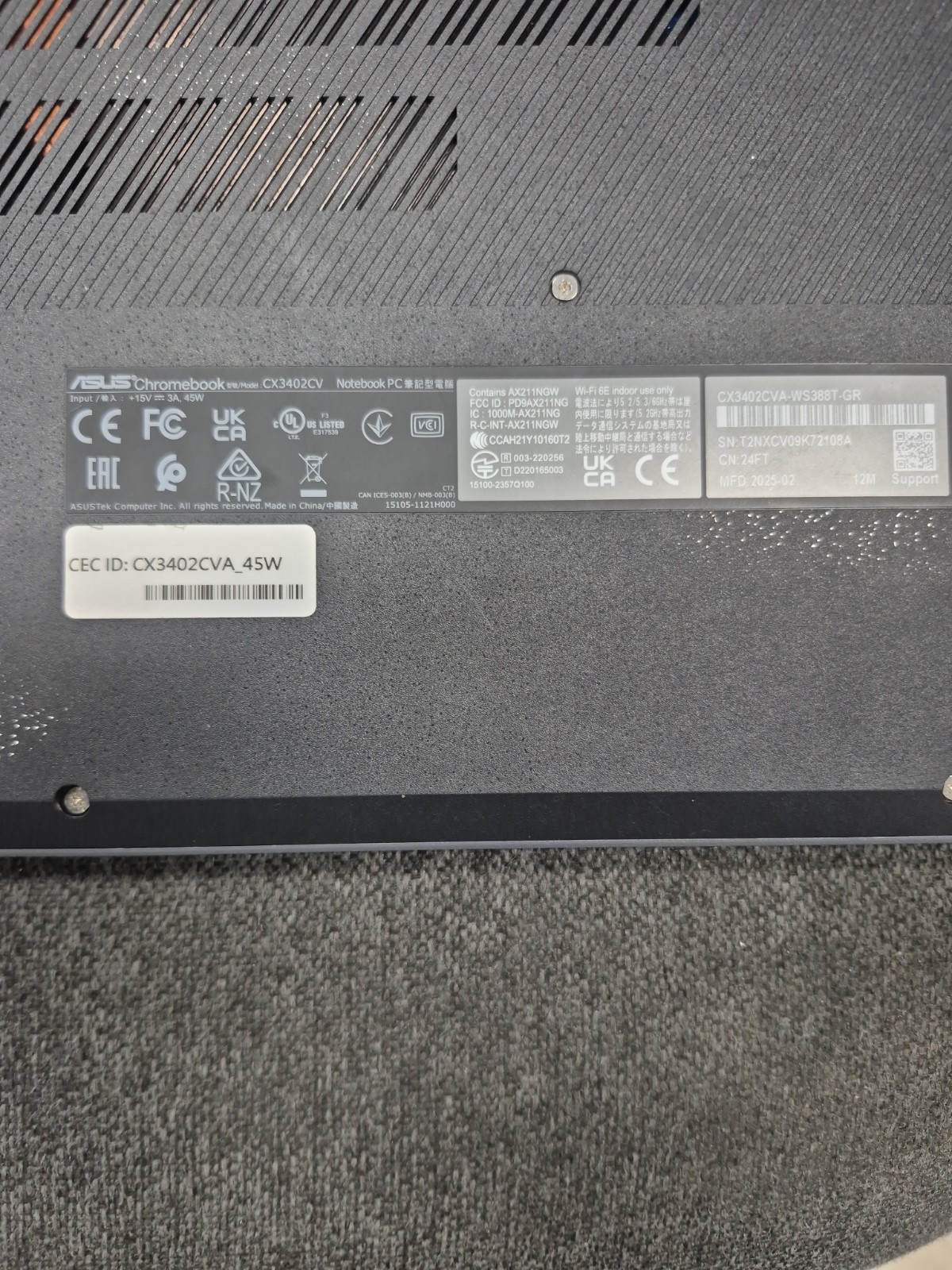 ASUS Chromebook Plus CX3402CV 14″ FHD i5-1334U 8GB DDR5 128GB SSD – Rock Grey