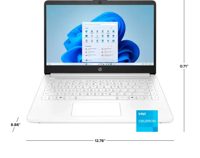 HP | 14″ Laptop | Intel Celeron N4500 | 4GB Memory | 64GB eMMC | Snowflake White