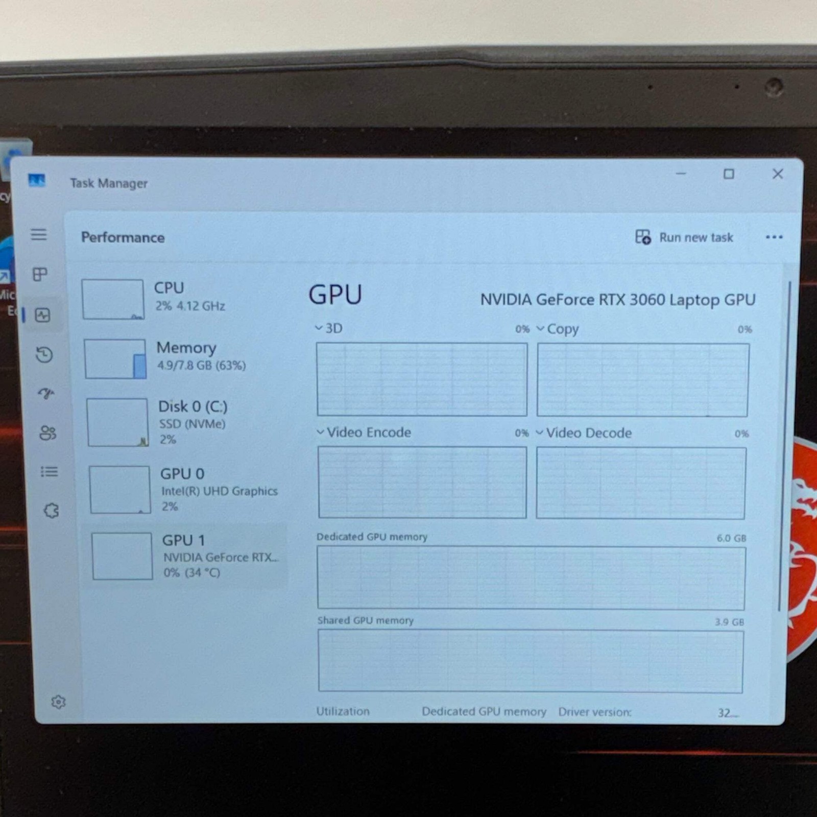 MSI Thin GF65 MS-16W2 15.6″ i5-10500H 2.5GHz 8GB RAM 512GB SSD RTX 3060 READ
