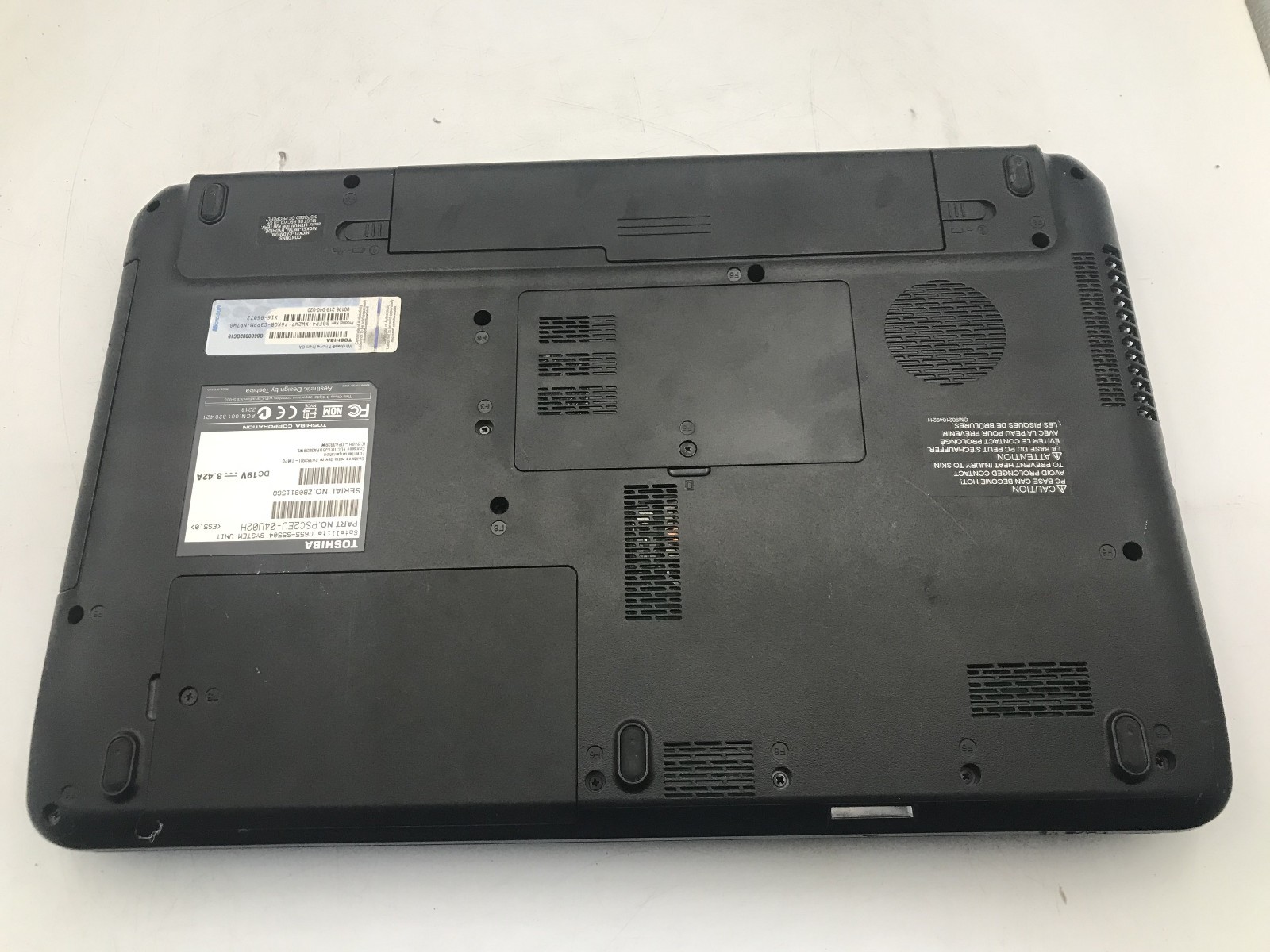 TOSHIBA SATELLITE C655 S5504 – BOOTS TO BIOS – INTEL PENTIUM B960 – 2GB RAM – BB
