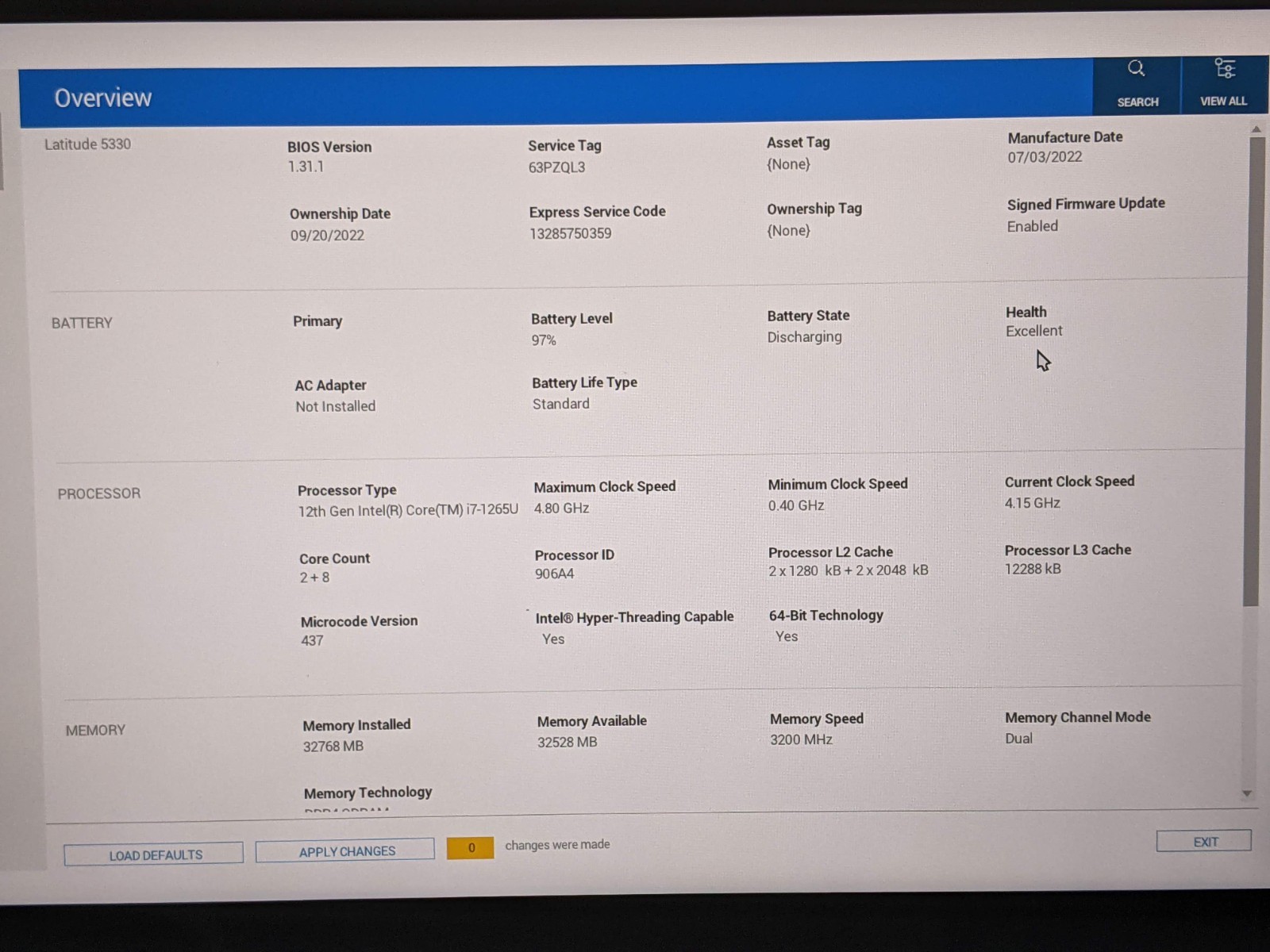 Dell Latitude 5330 13.3″FHD TOUCH i7-1265U 1.8GHz 32GB 512GB SSD W11Pro +Charger
