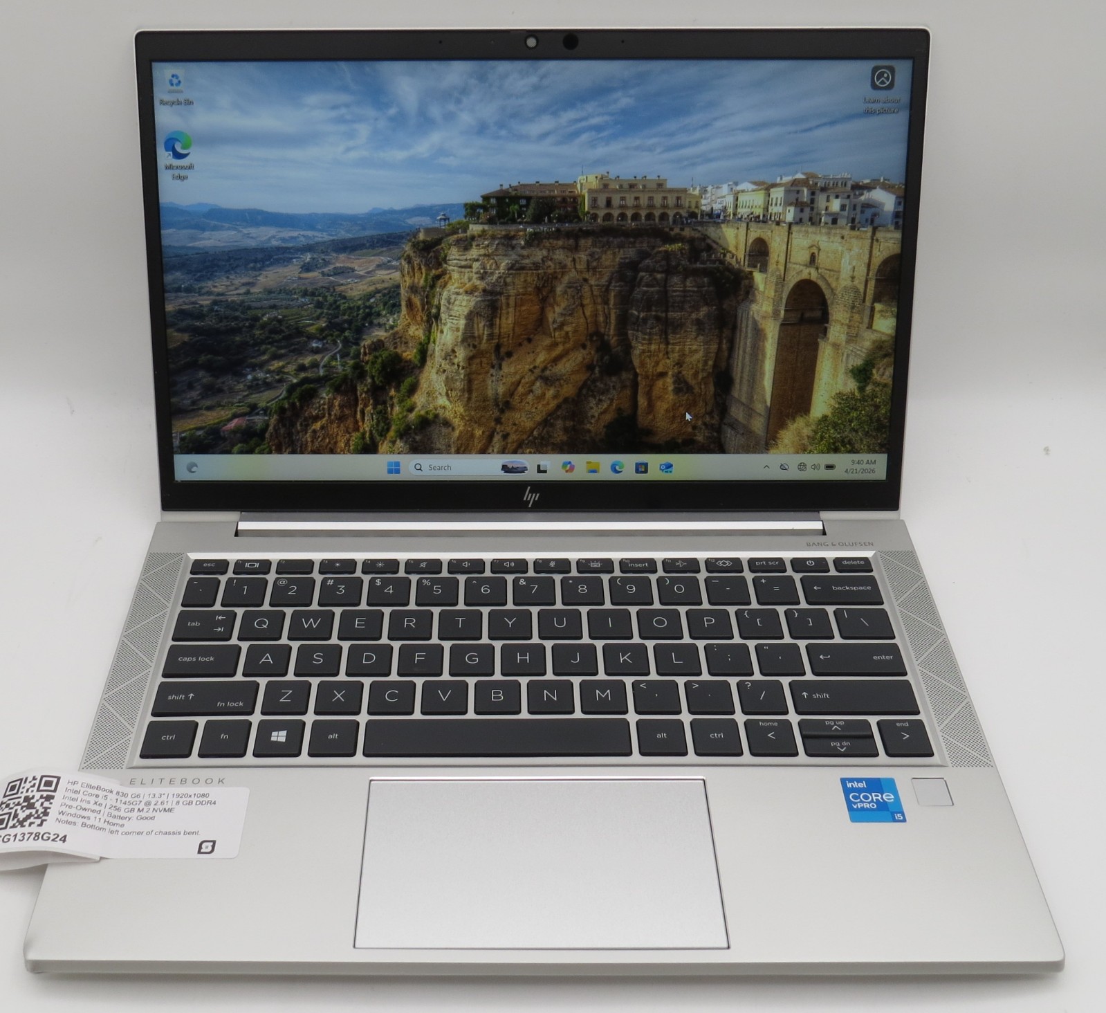 HP EliteBook 830 G8 i5-1145G7 @ 2.61GHz 8GB DDR4 256GB m2 13.3″ Win 11