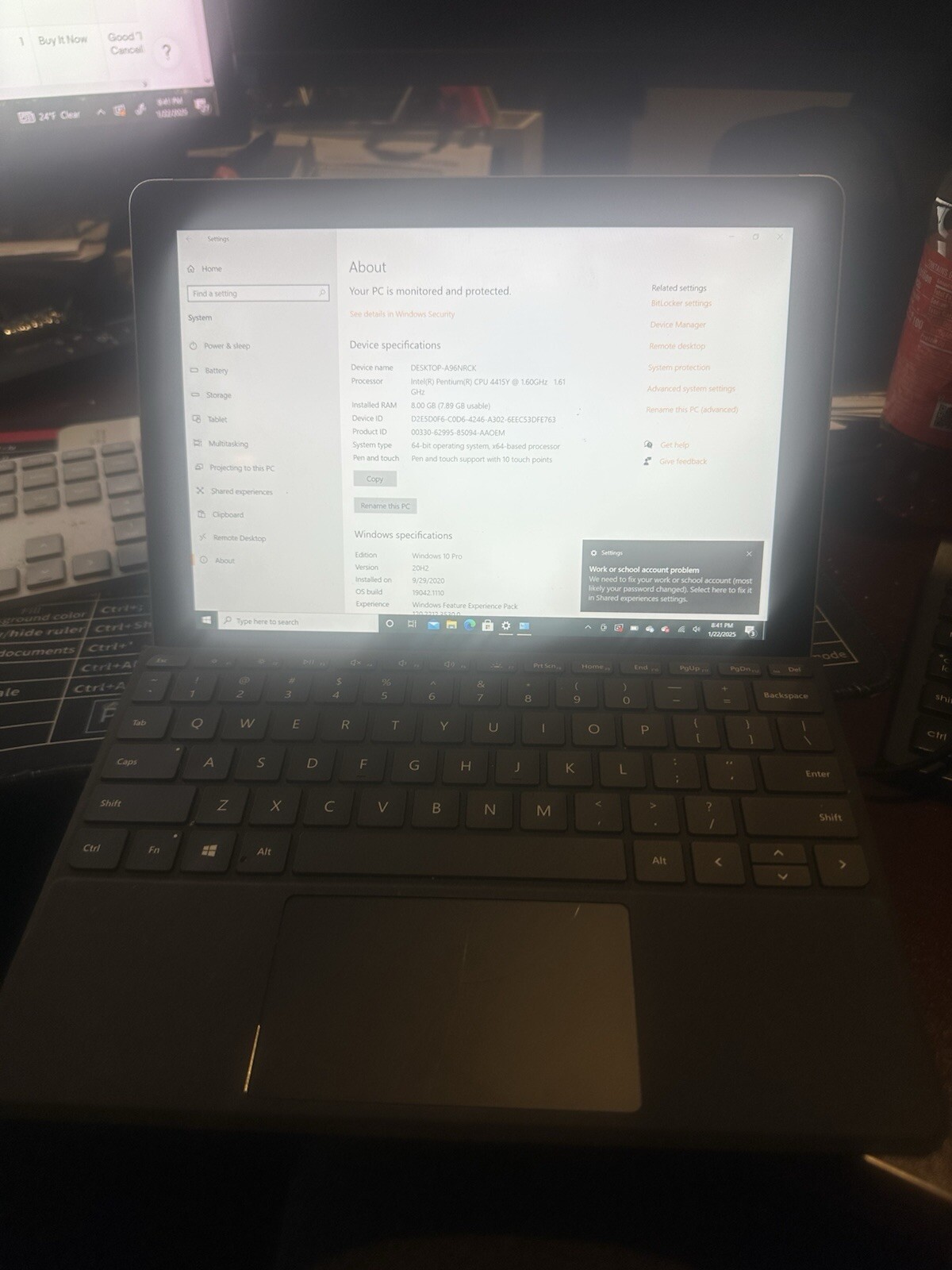 Microsoft Surface Go 10″ Tablet Pentium-4415Y 1.60GHz 8GB RAM 256GB HDD