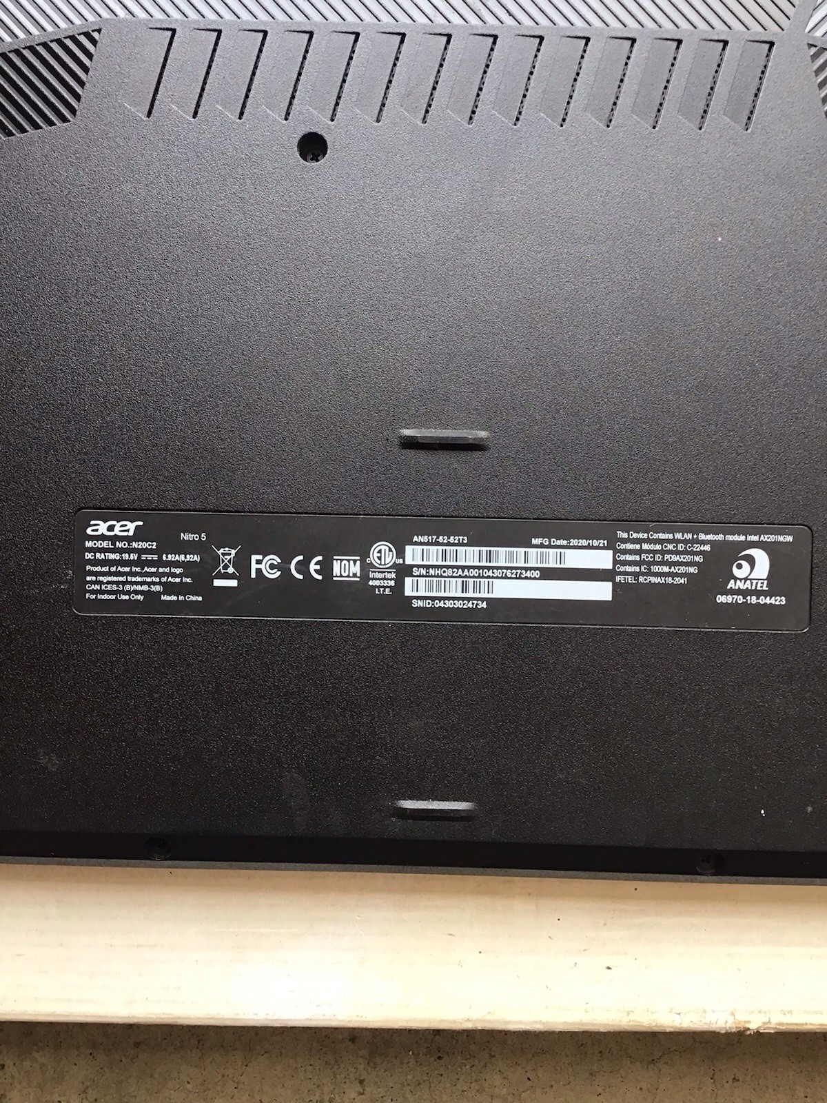 ACER NITRO 5 MODEL (N20C2) I5-10300H GTX1650TI SOLD AS-IS NO RETURN