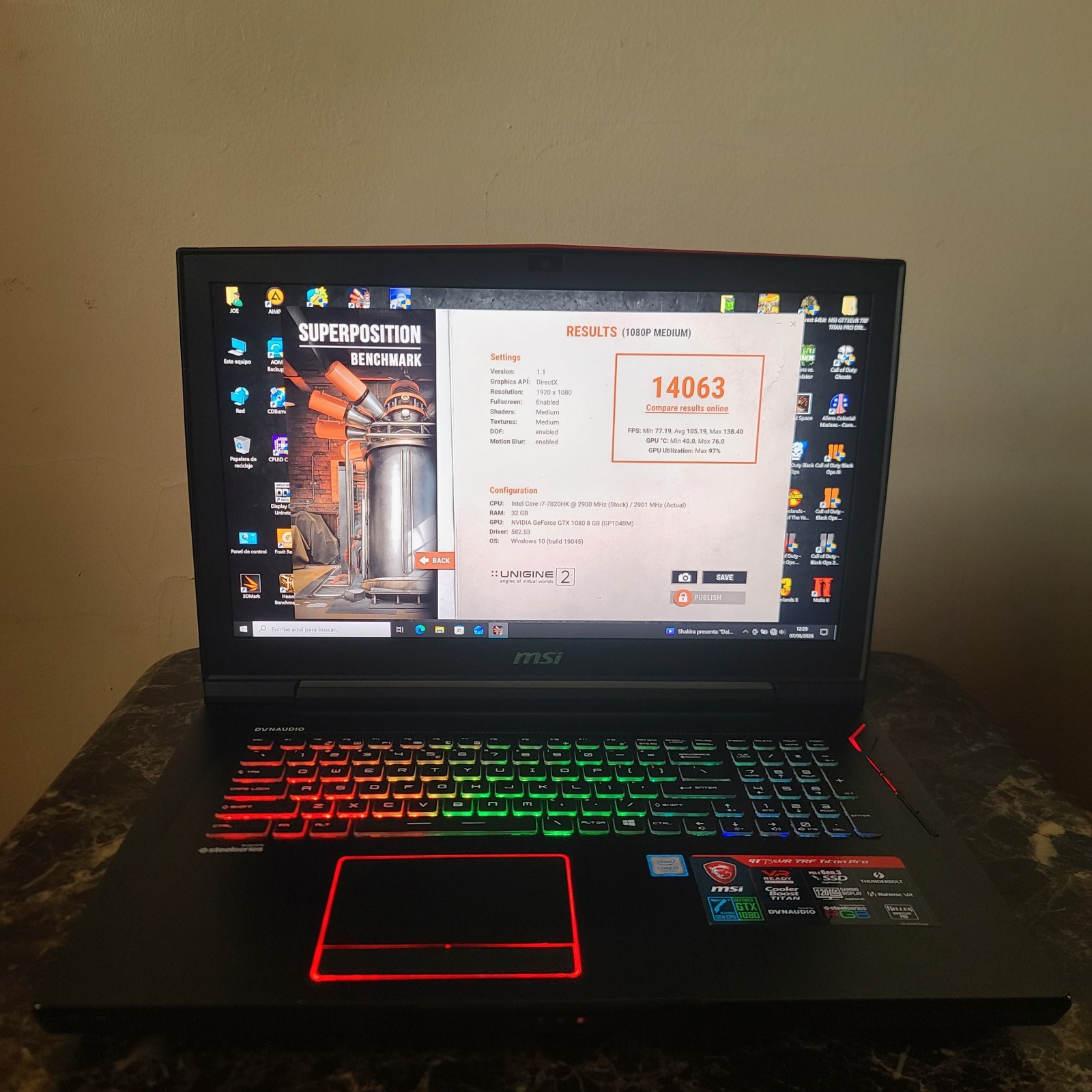 MSI GT73EVR 7RF TITAN PRO GAMING LAPTOP i7-7820HK 32GB RAM GTX 1080 512GB SSD
