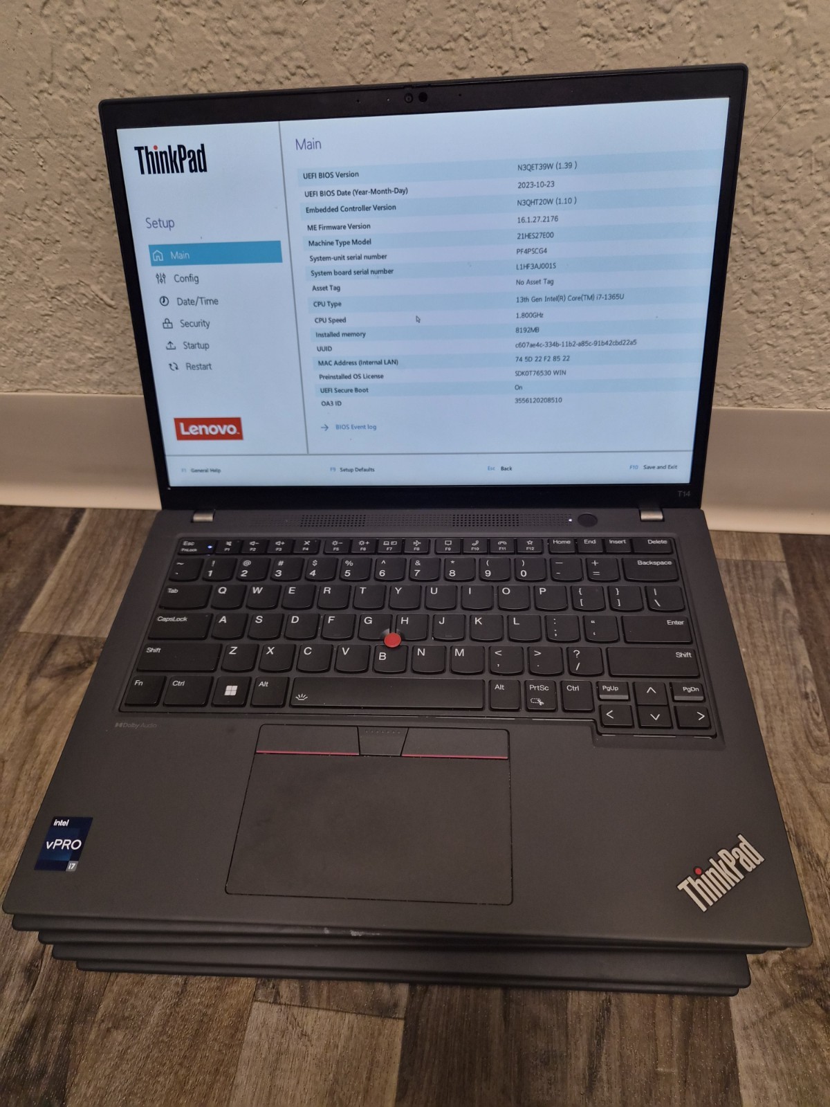 Lenovo ThinkPad T14 Gen 4 Core I7-13th Gen, NO SSD, 16GB RAM,