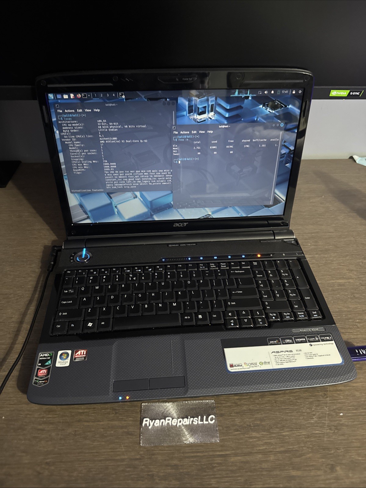 Acer Aspire 6530 Rare Laptop AMD Athelon x2 3gb ram NO HDD