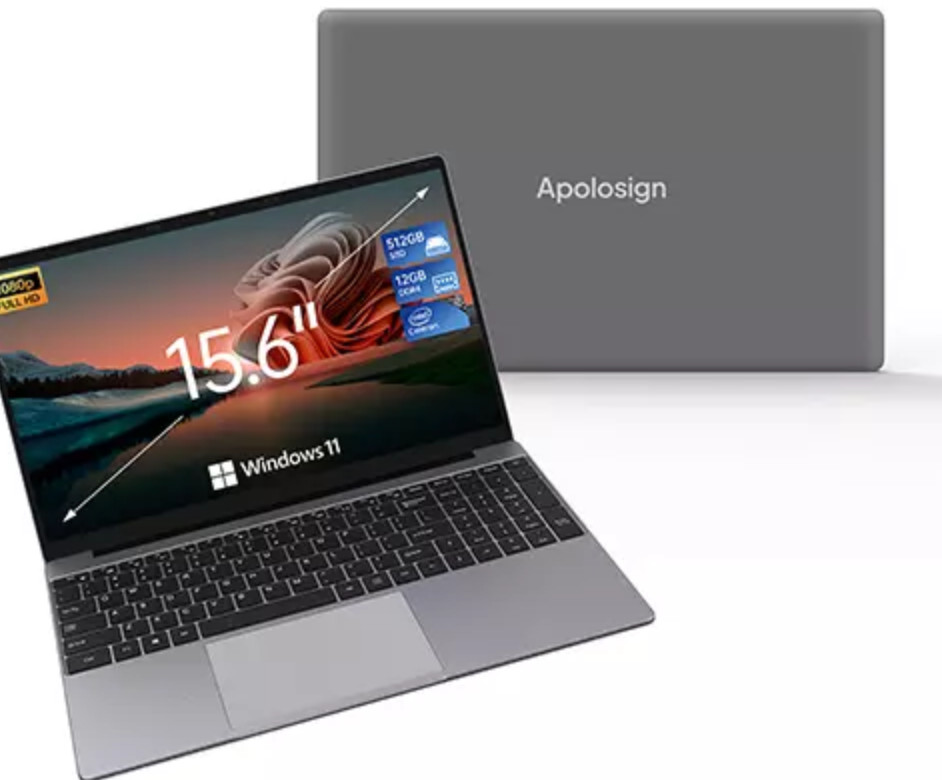 15.6” Laptop 12GB RAM 512GB SSD Windows 11 Laptop Computer Intel Jasper Lake N