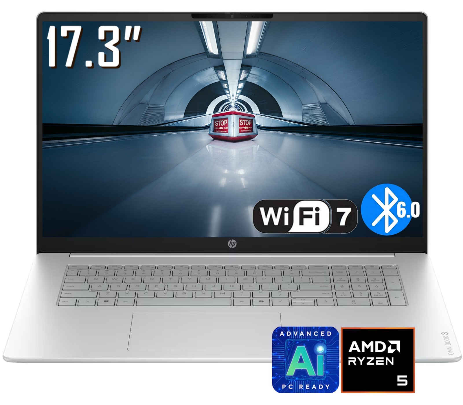 HP OmniBook 3 17.3″ FHD Laptop AMD Ryzen 5 40 8GB LPDDR5 1TB SSD Bluetooth 6.0
