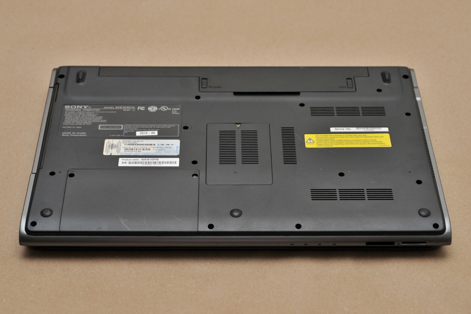 Sony VAIO SVE15112FXS i3-2370M Intel HD 3000 640GB HDD 4GB RAM Windows 7
