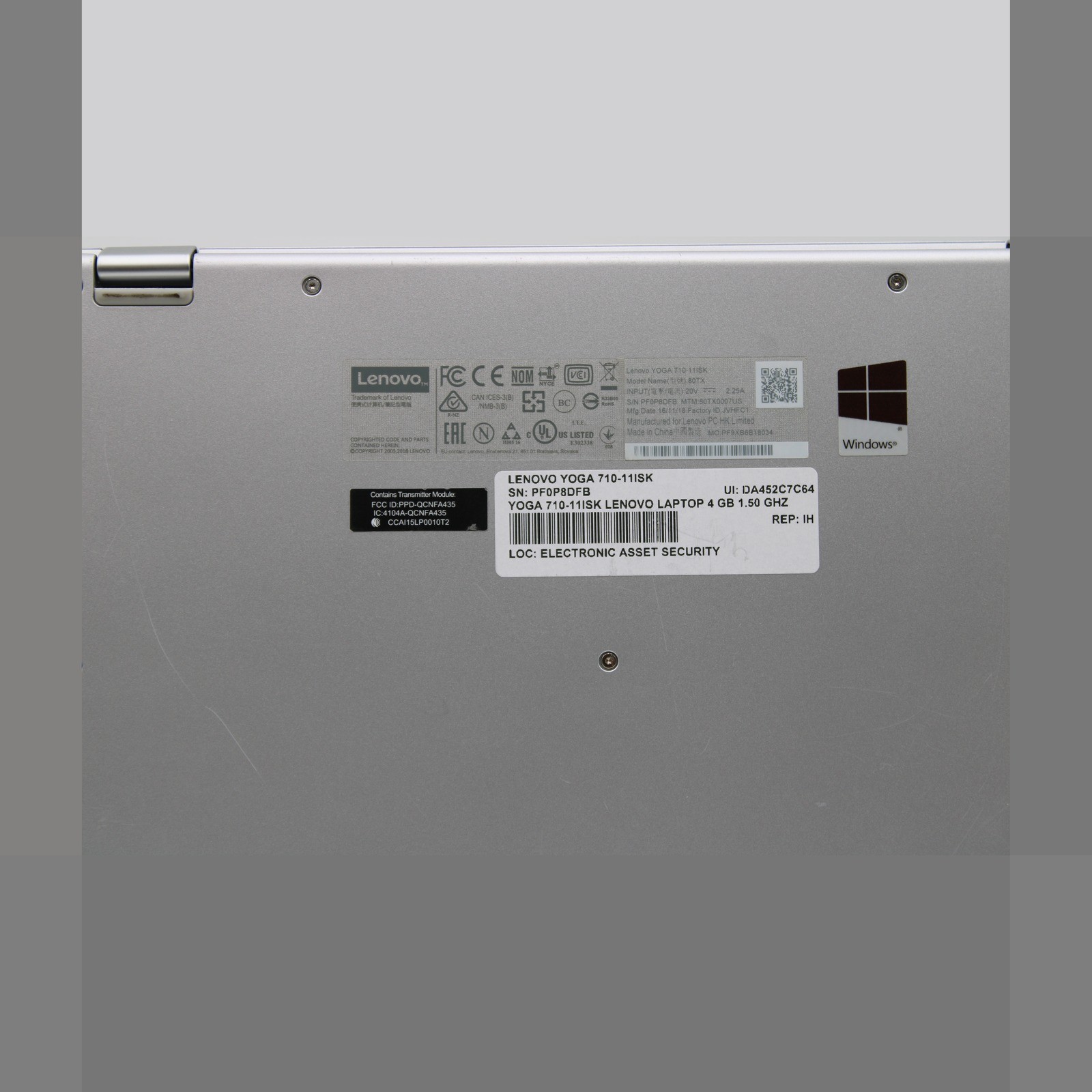 Lenovo Yoga 710-11ISK 11.6in Pentium 4405Y 1.5GHz 4GB No Drive, OS, Power Cord