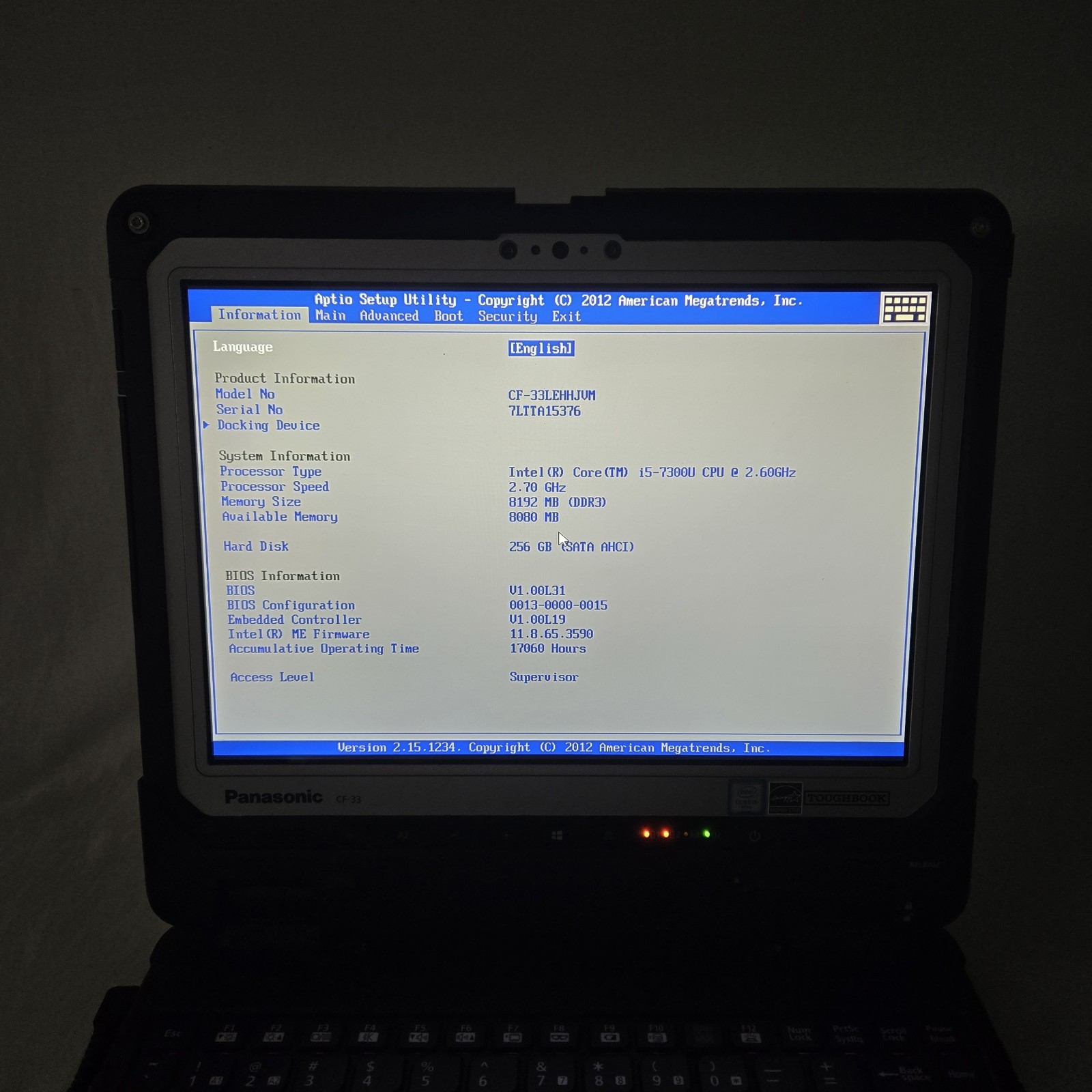 Panasonic Toughbook CF-33 i5-7300U 2.60GHz 256GB SSD 8GB Ram 4G – GPS – Grade B+