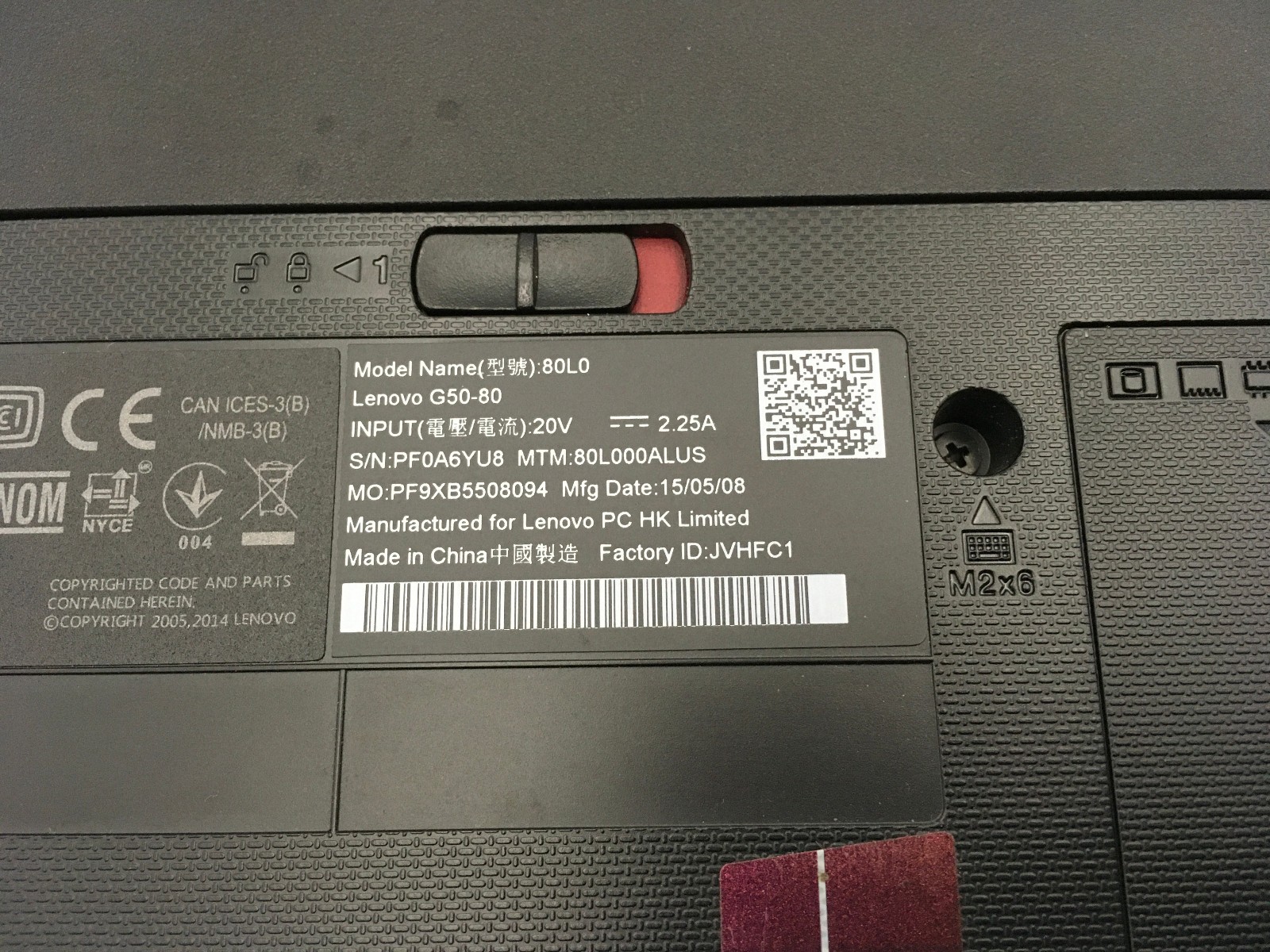 LENOVO G50 80L0 – FOR PARTS/NO BOOT – INTEL I3 4030U – NO RAM – READ DESCRIP -BB
