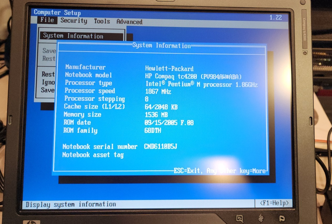 HP Compaq TC4200 Intel Pentium M 1.86Ghz 12.1″ TouchScreen Laptop and DVD drive