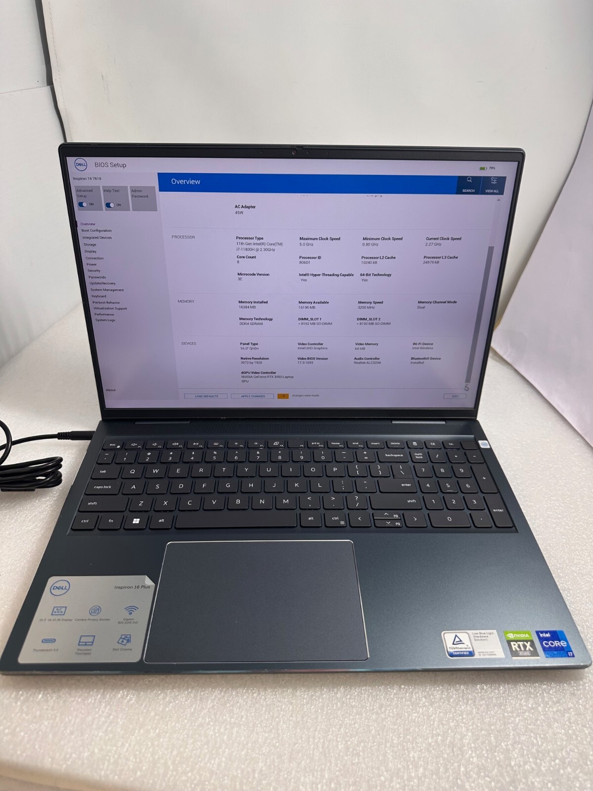 Dell Inspiron 16 7610 16″QHD+ Intel i7 11th 16gb 512gb NVIDIA RTX 3050 Win 11