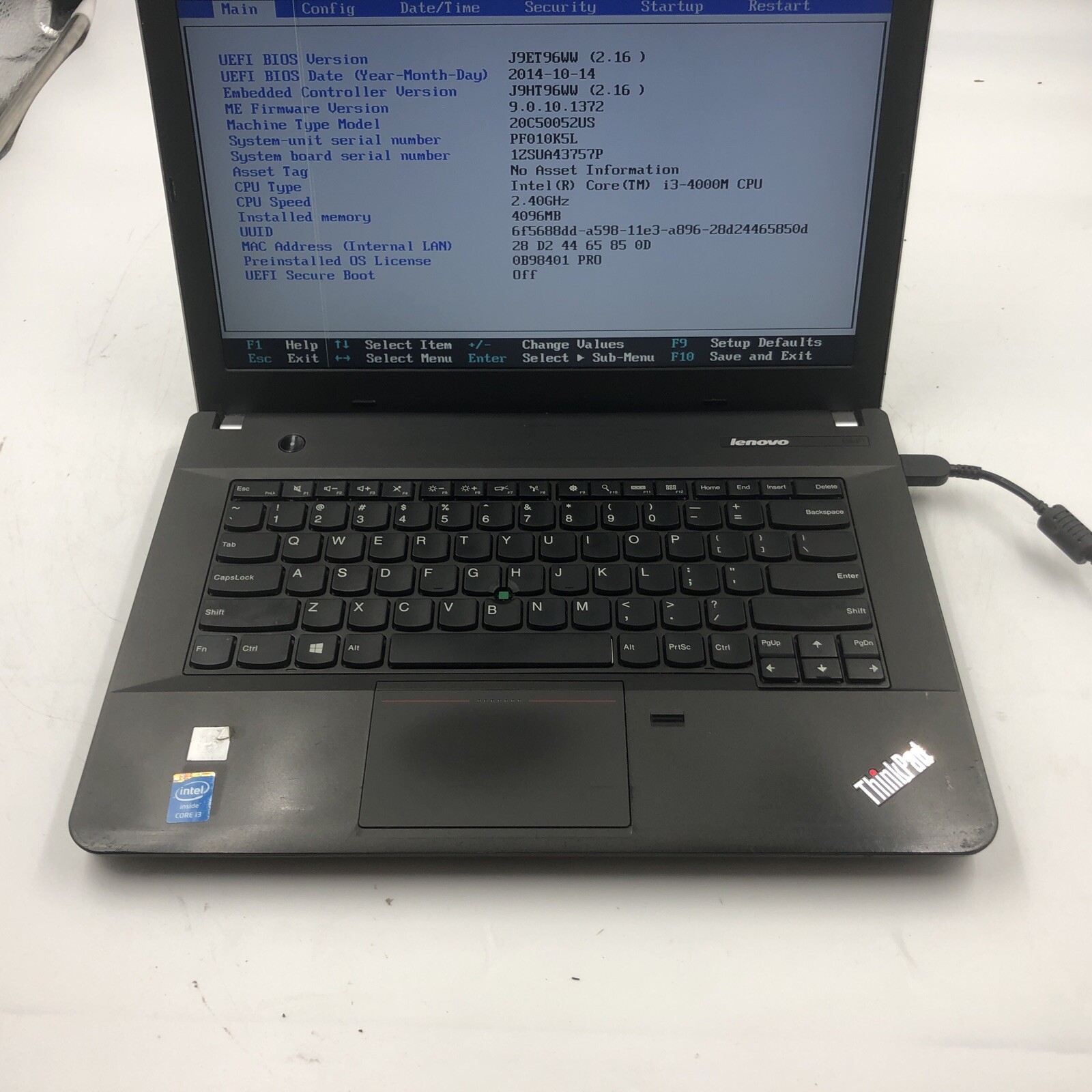 Lenovo Thinkpad E440 Laptop i3-4000M 2.4 4GB NO HDD/OS Bad Display/Keyboard PART