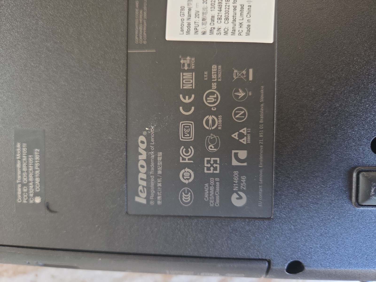 Lenovo G780 17.3″ Laptop Intel Core i5-3210M 8GB Ram Windows 8
