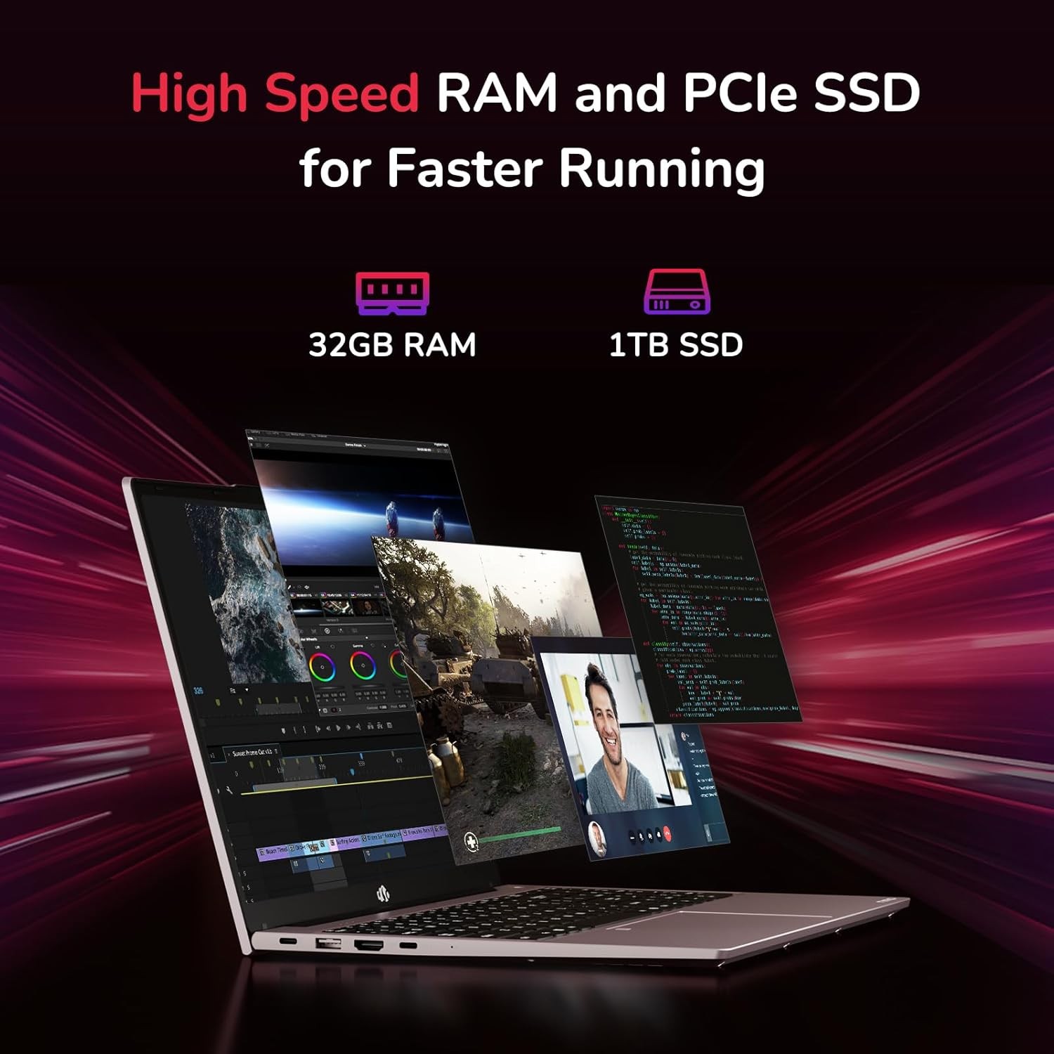 NIMO 15.6″ IPS FHD Gaming Laptop 32GB DDR5 RAM 1TB SSD 8 Cores AMD Ryzen 7 6800H