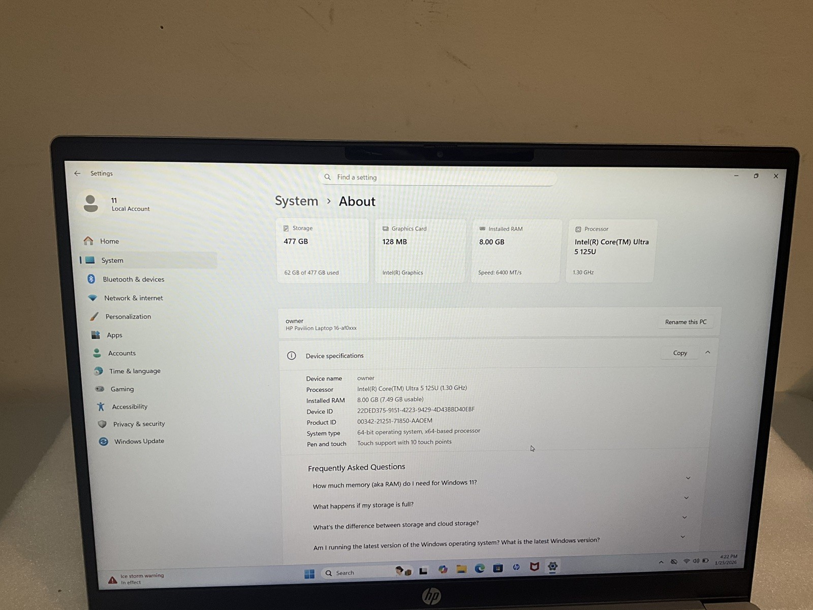 HP Pavilion 16-af0010nr 16″ Laptop, Intel Core Ultra 5 125U, 8GB, 512GB, Touch#4