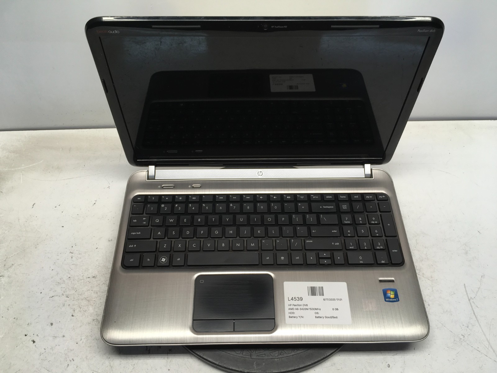 HP Pavilion DV6-6C13NR AMD A6-3420M 1500MHz 6 GB NO HDD/Battery