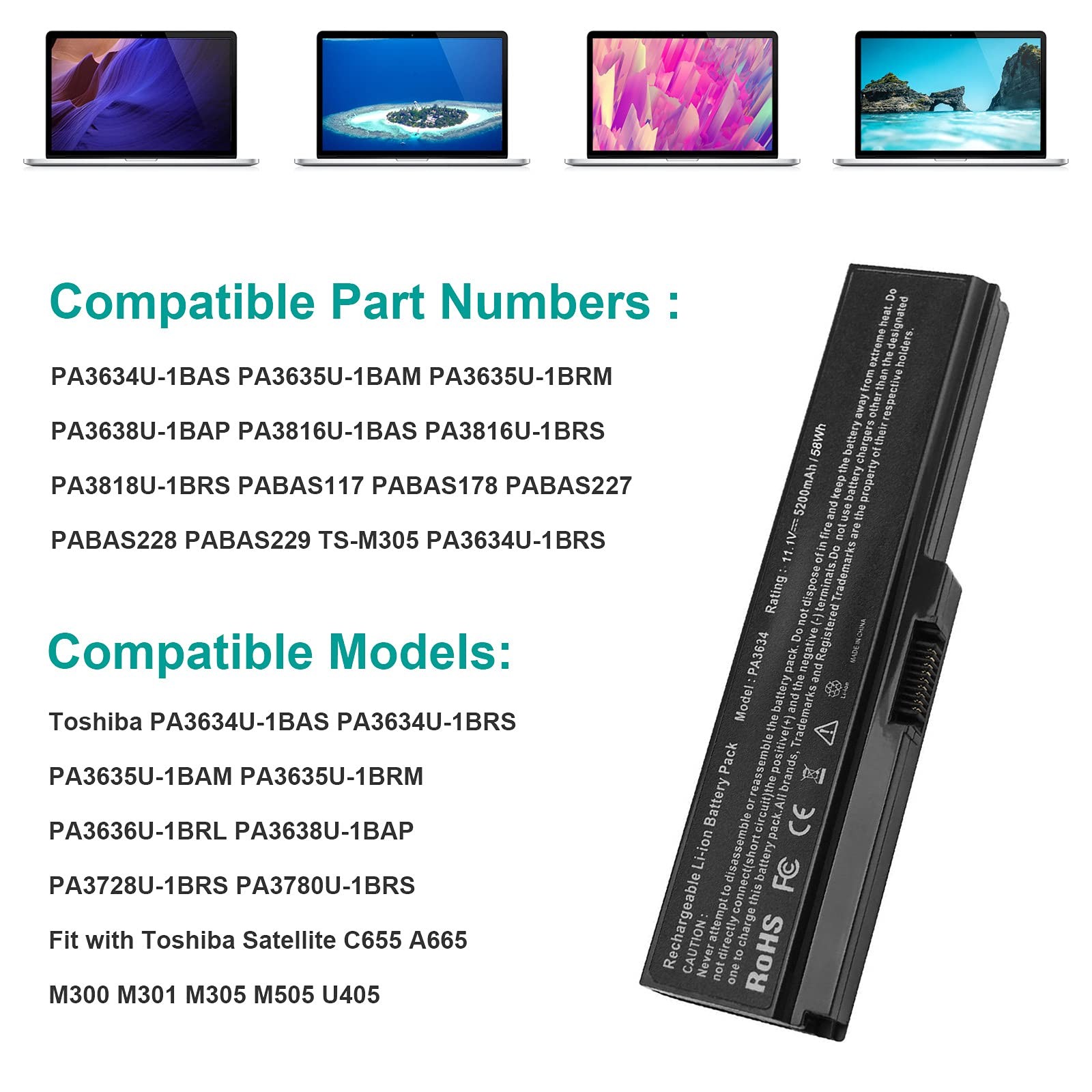 Futurebatt Battery for Toshiba Satellite A665 C655 L645 L650 L650D PA3634U