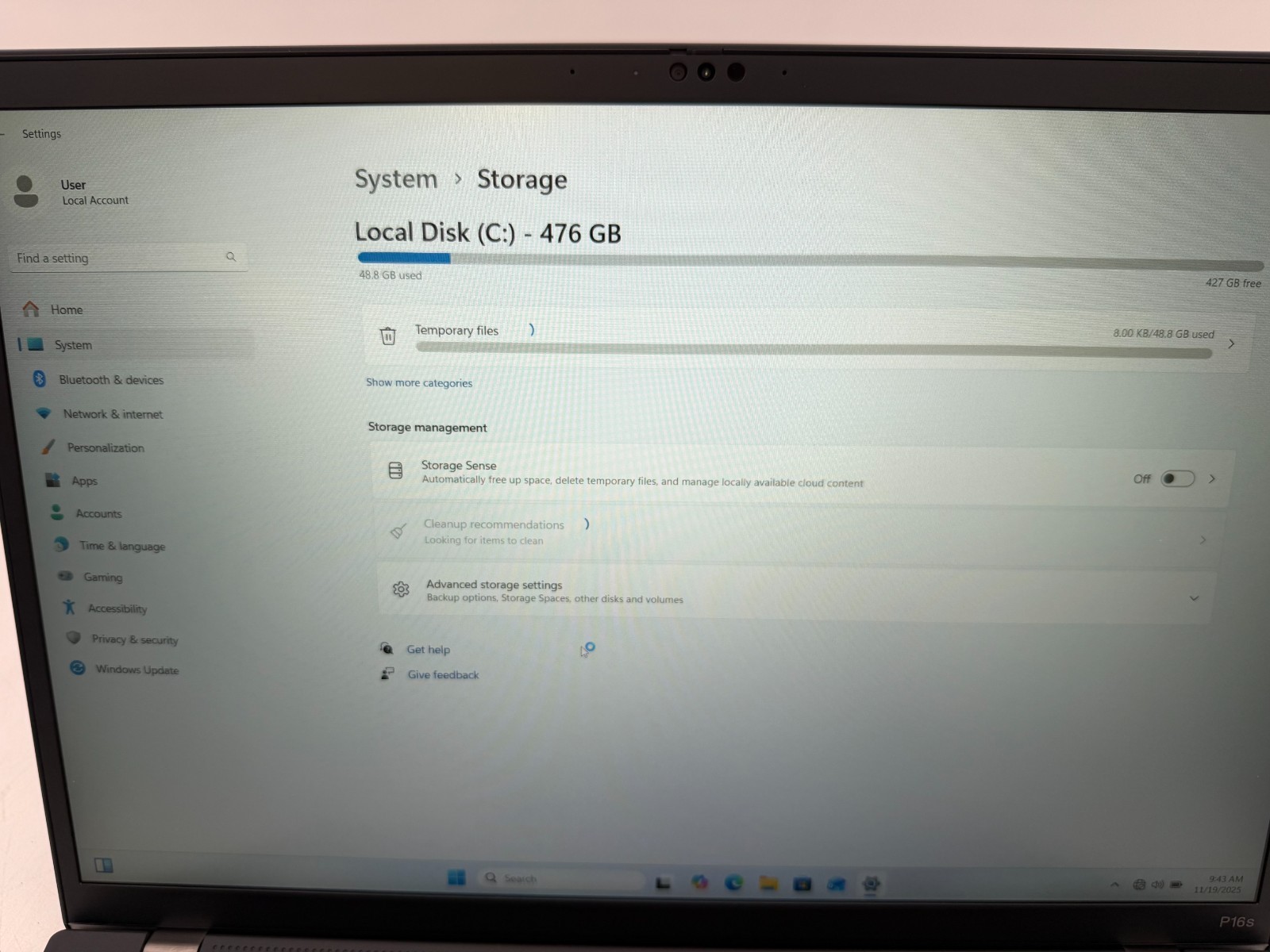 Lenovo ThinkPad P16s Gen 2 16″ 512 GB SSD 16 GB RAM Ryzen 5 Pro 7540U AMD 740M