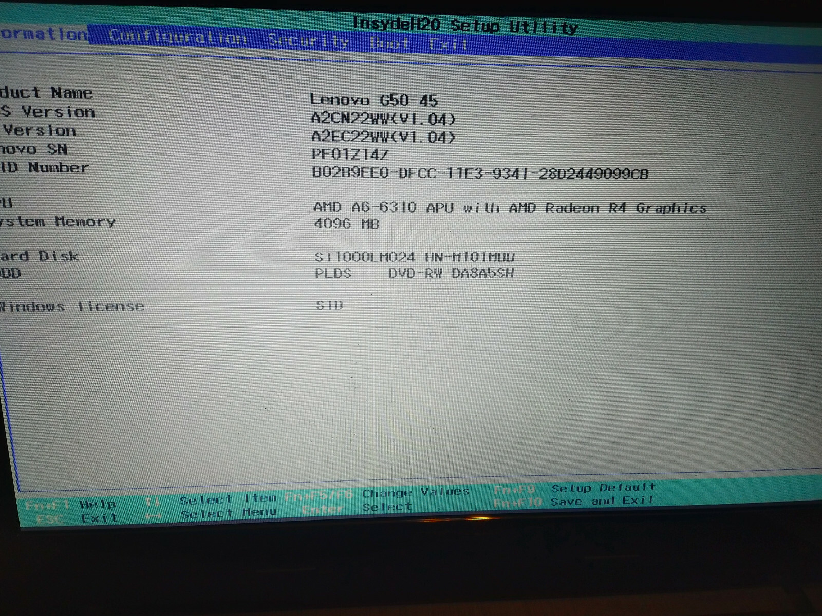 Lenovo IdeaPad G50-45 15.6in. 1TB HDD 4GB RAM AMD A6-6310 W/ Radeon R4 Graphics