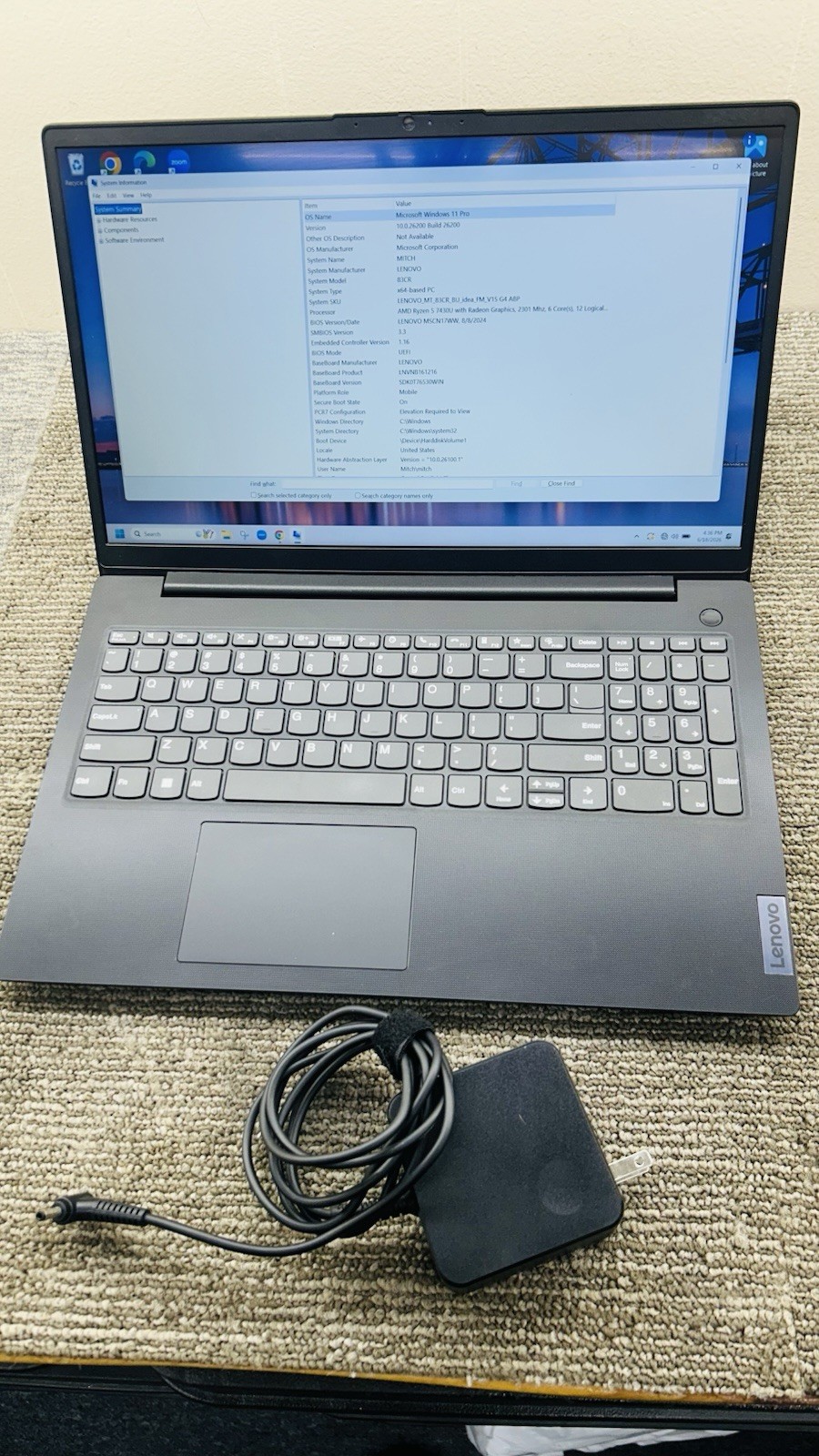 Lenovo V15 G4 IRU 2024 8GB 256GB Intel i3 1.20GHz Win 11 Pro Black Laptop 397047