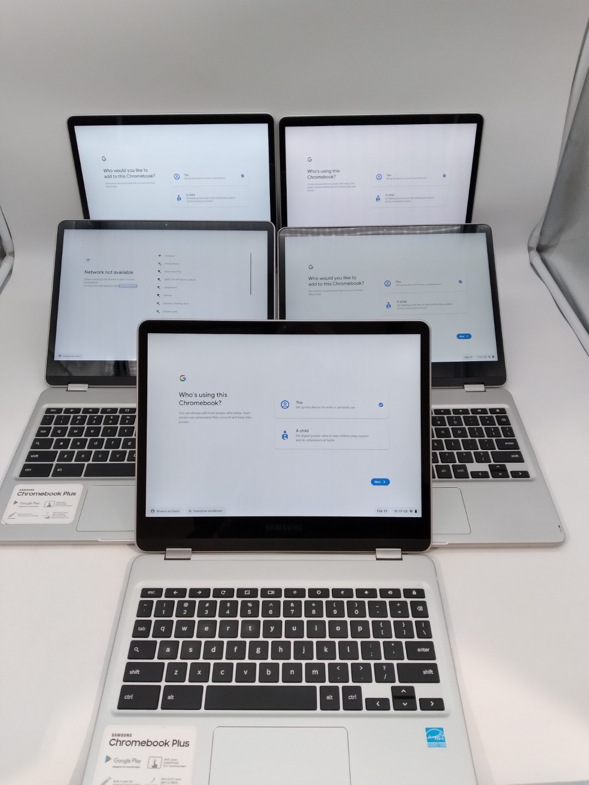 Lot of 5 – Samsung Chromebook Plus Convertible Touch XE513C24 w/ Chargers