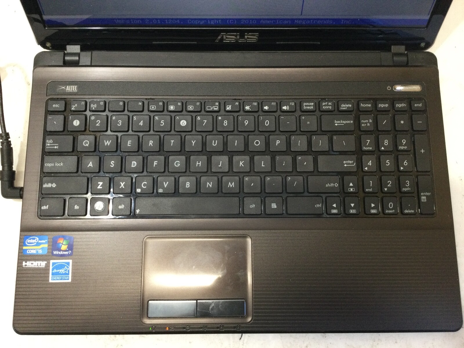 ASUS K53E – BOOTS TO BIOS – INTEL CORE I5 2450M – 4GB RAM – READ DESCRIPTION -BB
