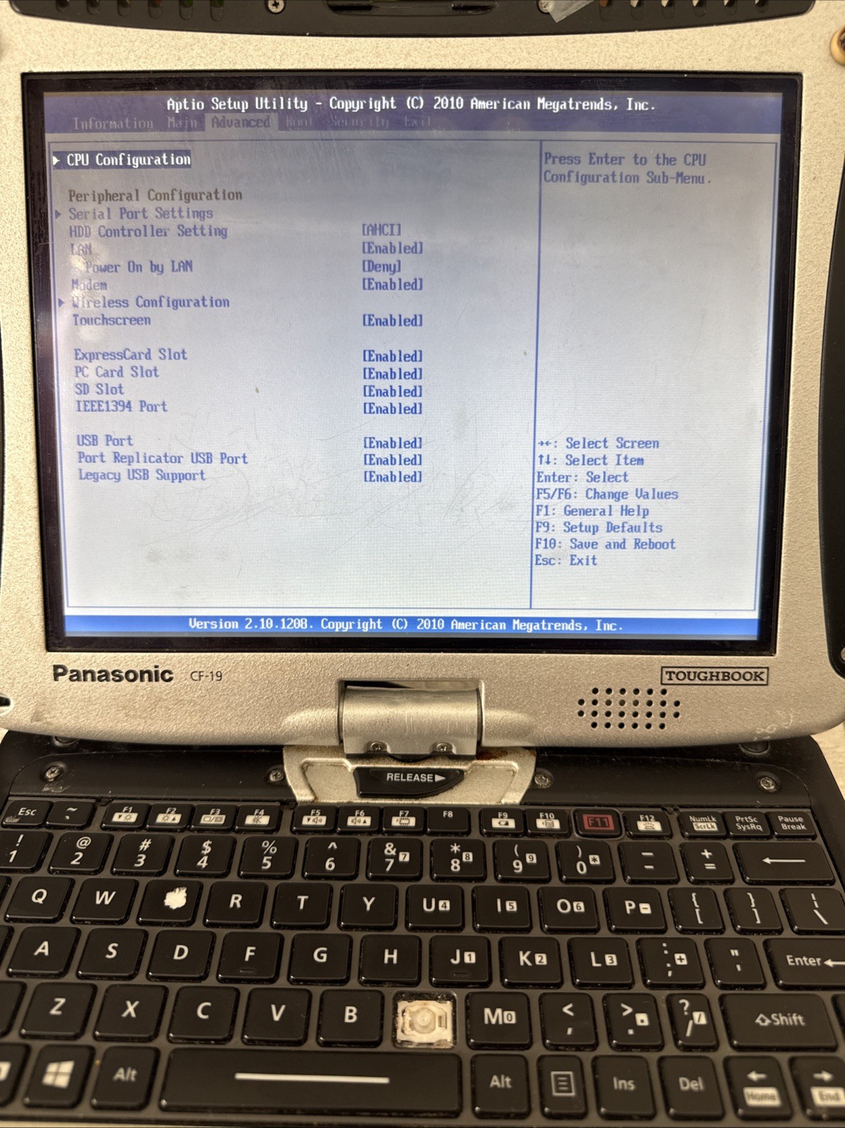 Panasonic Toughbook CF-19 MK5 i5-2520M 2.50GHz 4GB|NoHDD|No Caddy|No AC charger