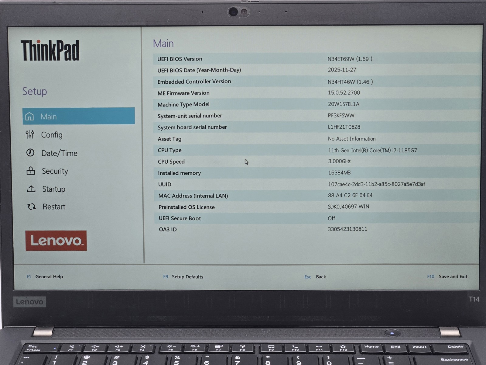 Lenovo ThinkPad T14 Gen 2 14″ FHD I7-1185G7 512GB 16GB W11P Webcam Backlit IRCam