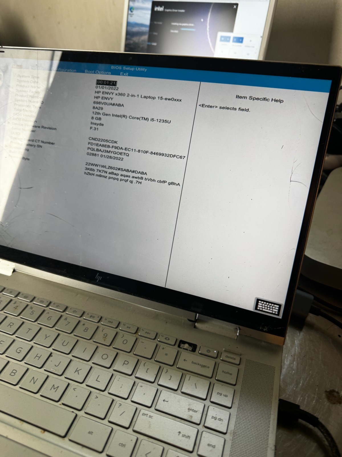 HP Envy x360 2-in-1 Core i5-1235U, 8GB RAM Laptop for Parts/Repair #5813
