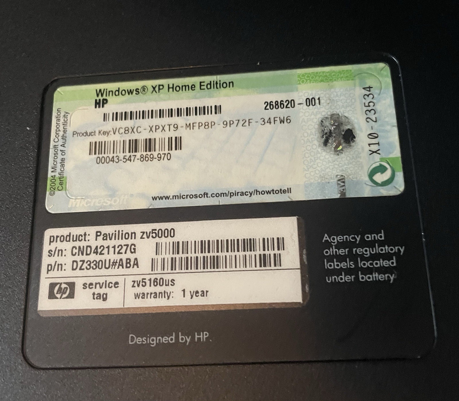 HP Pavillion ZV5000 Laptop UNTESTED- No Charger! Looks Good & Complete