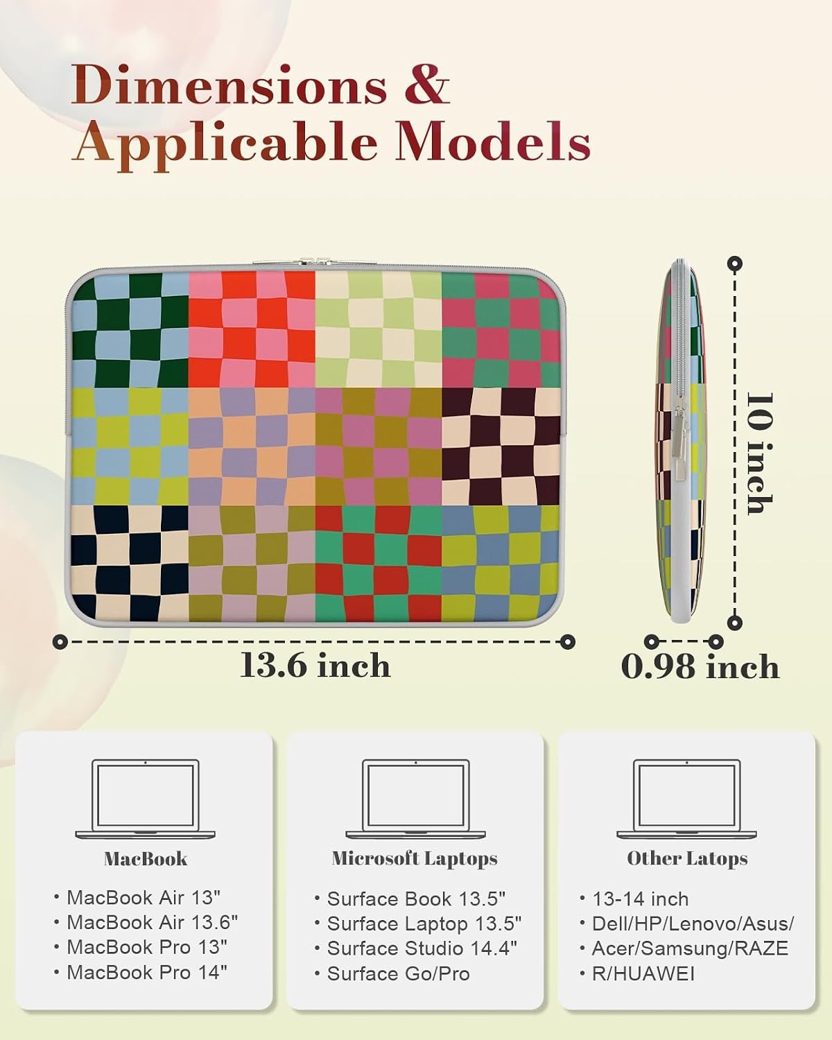 Laptop Sleeve 13 inch for MacBook Air 13-13.6 inch, Cute Laptop Case for MacBook
