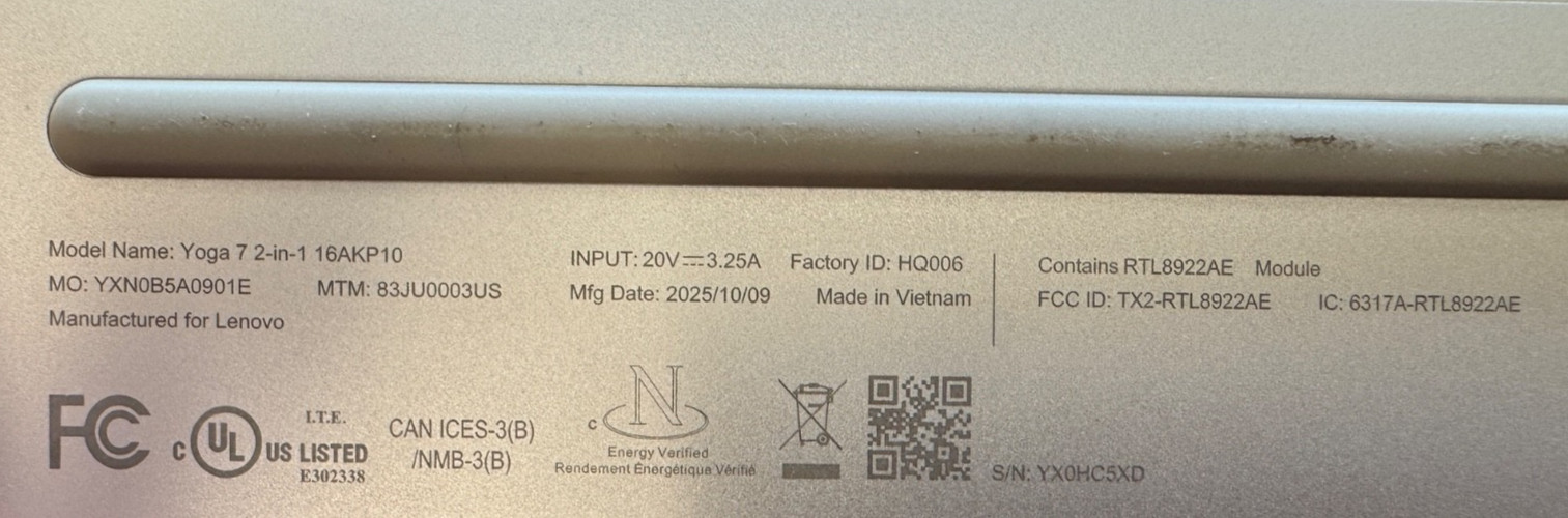 Lenovo Yoga 7 2-in-1 14AHP9 14″Touch Ryzen 7 860M 16GB 1TB SSD PERFECT BATTERY