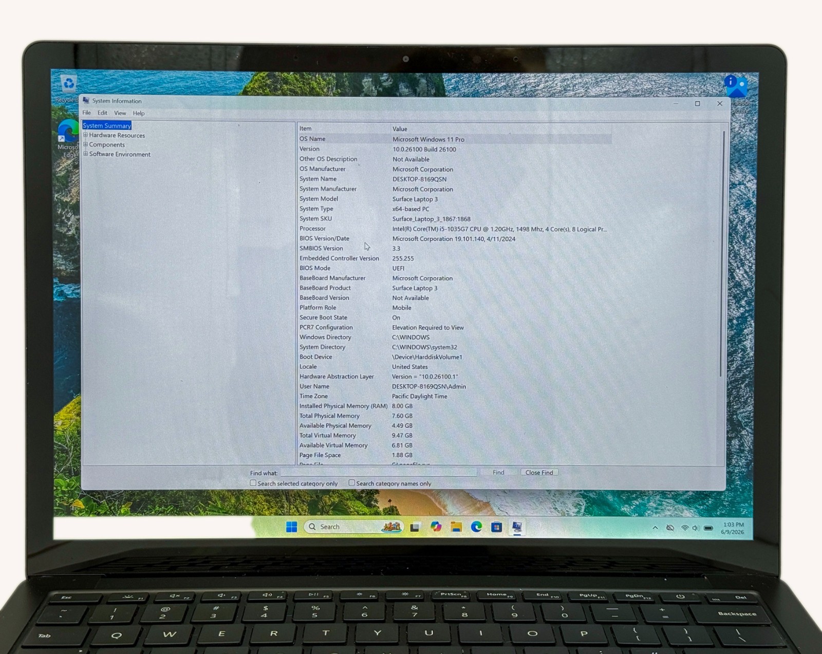 Microsoft Surface Laptop 3 i5-1035G7 1.2GHz 8GB RAM 256GB SSD