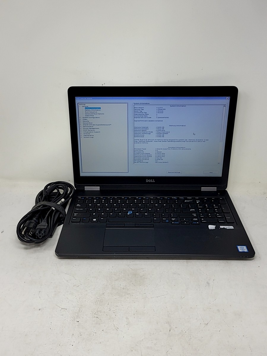 DELL LATITUDE E5570 Laptop Intel Core I7-6600U 8GB 256GB SEE NOTES