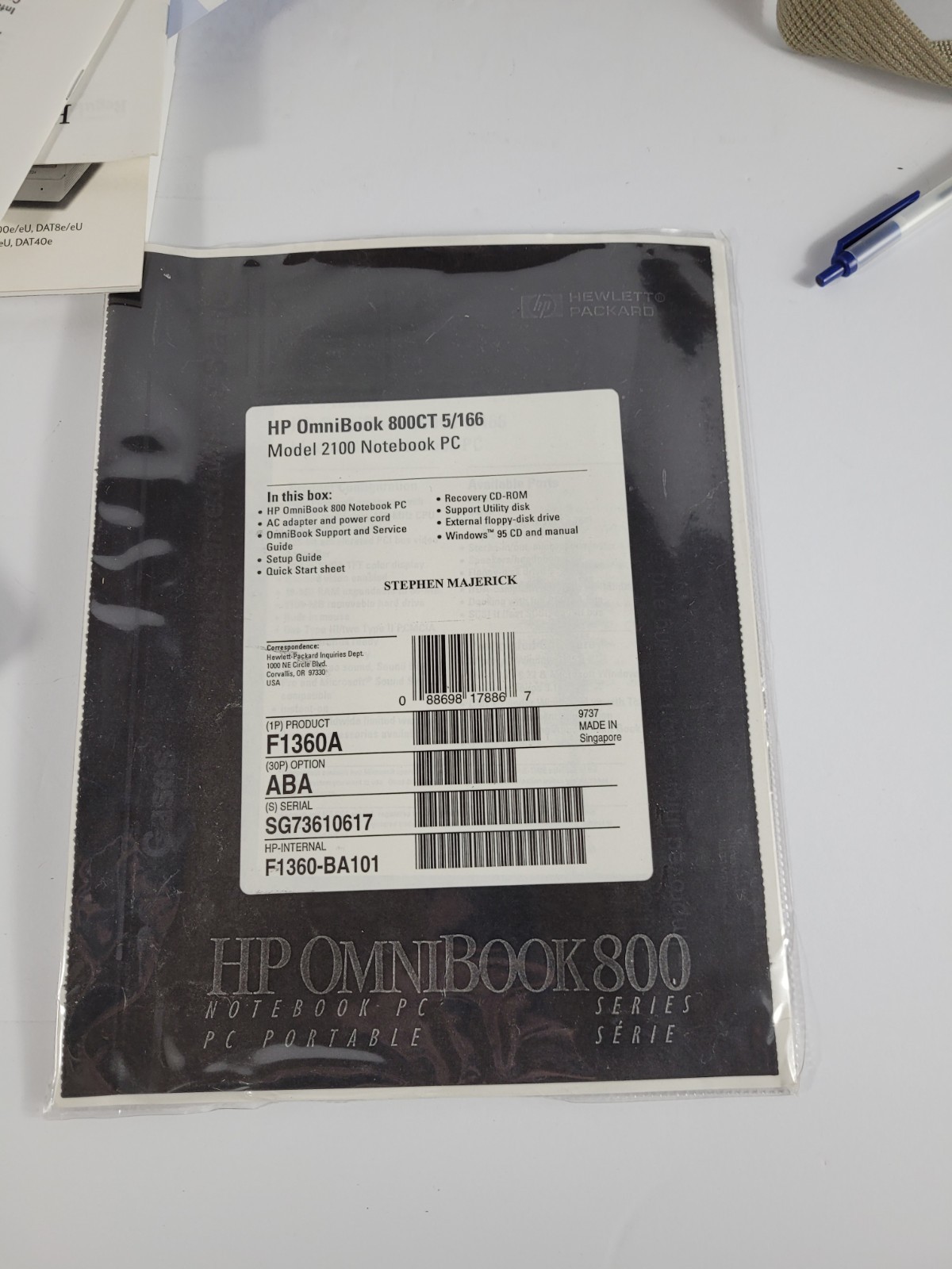 Hewlett Packard HP Omnibook 800CT Notebook Laptop Fully Functional Ships Free