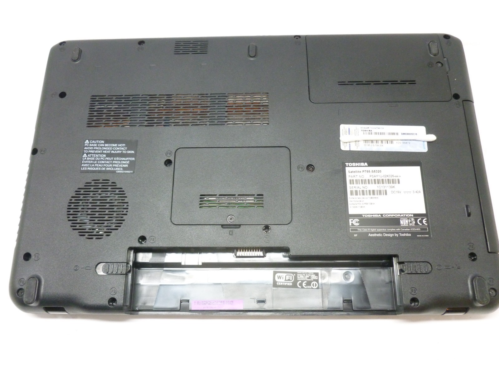 Toshiba Satellite P755 W11H 15.6″ Core i3 2330M 6g 120gb SSD WIFI AC no batt