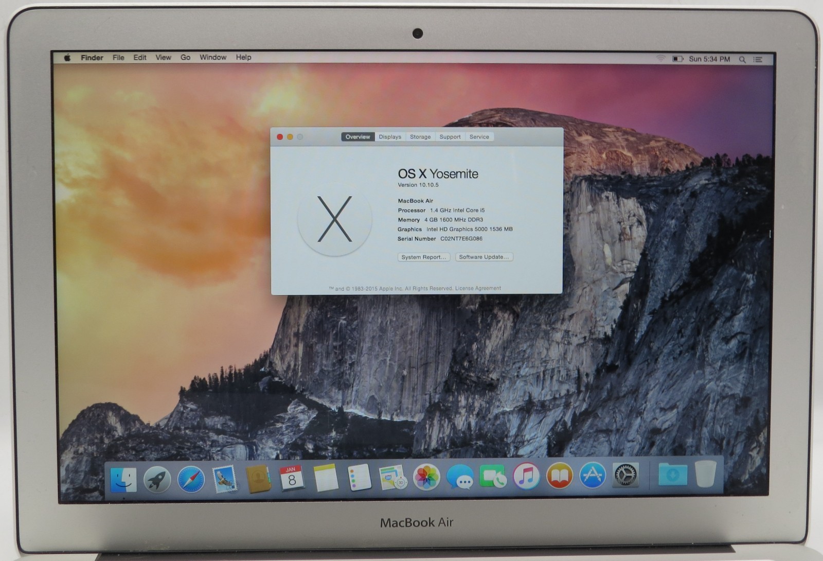 2014 Apple MacBook Air 13″ A1466 _ i5-4260U @ 1.4 _ 4GB / 256GB _ macOS X