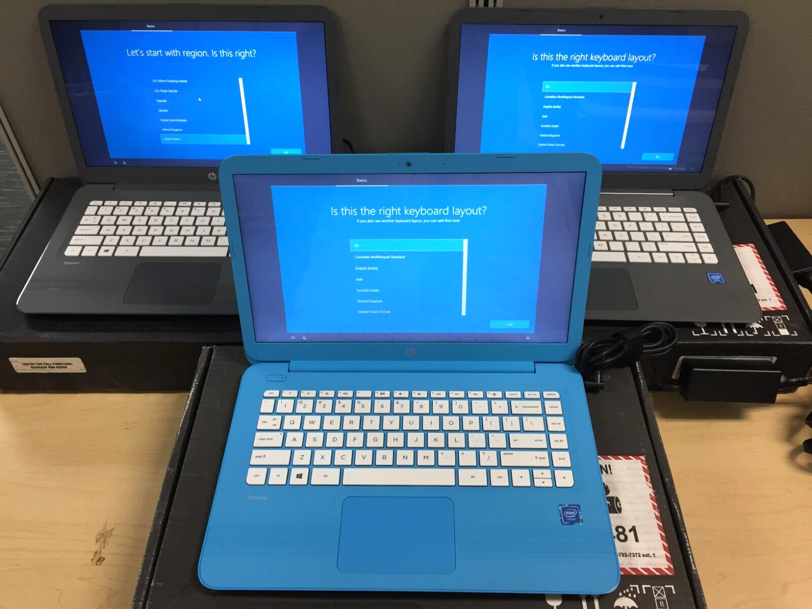 Lot of 3 HP Stream 14-cb012wm 14-cb011wm 14″ Laptop/N3060/4GB/32GB *Bad Battery*
