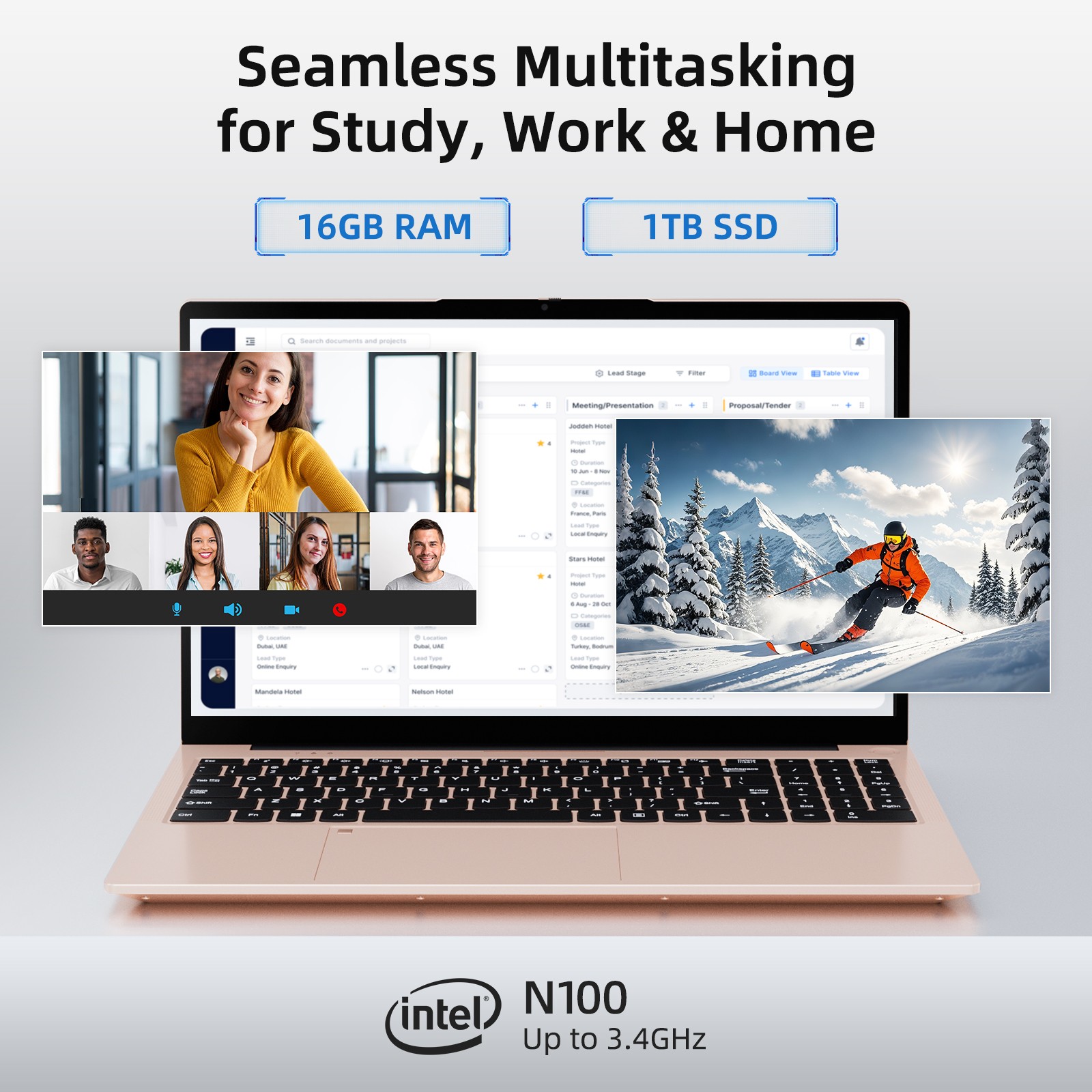15.6″ IPS FHD Laptop Intel Pentium 12th Gen N100 Backlit Kb 3.4GHz Win11 Wifi6