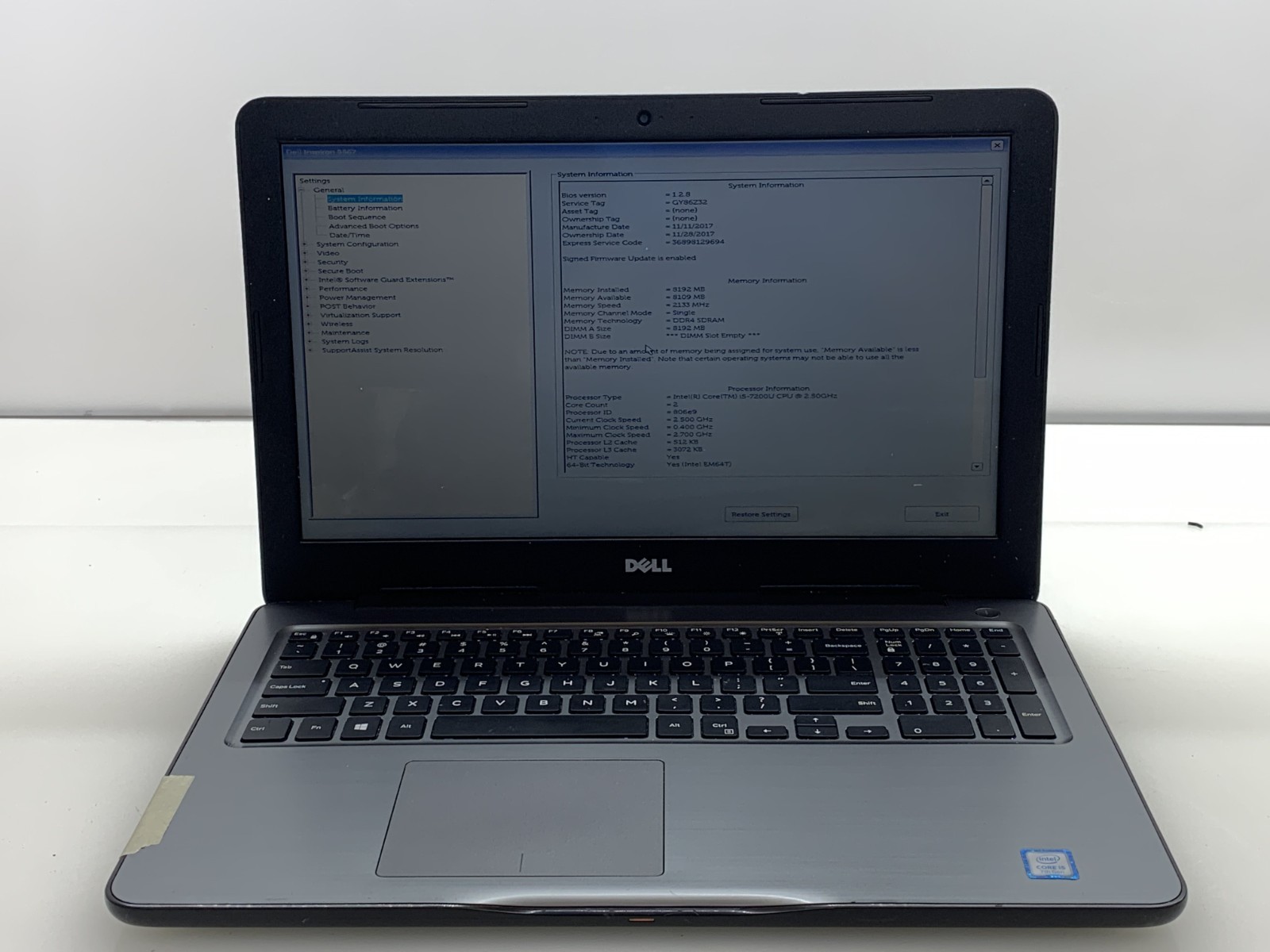 LOT(6) DELL INSPIRON 5567 I5-7200U@ 2.50GHz 8GB RAM NO OS/SSD WCHARGER